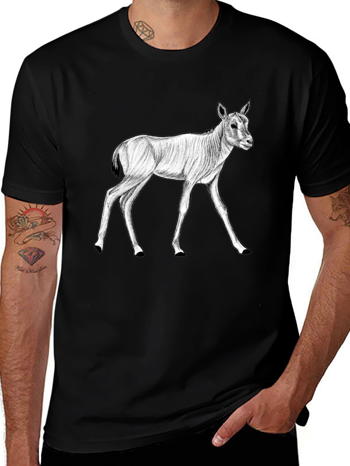 Variant 22 of Black T-Shirt with Antelope Graphic