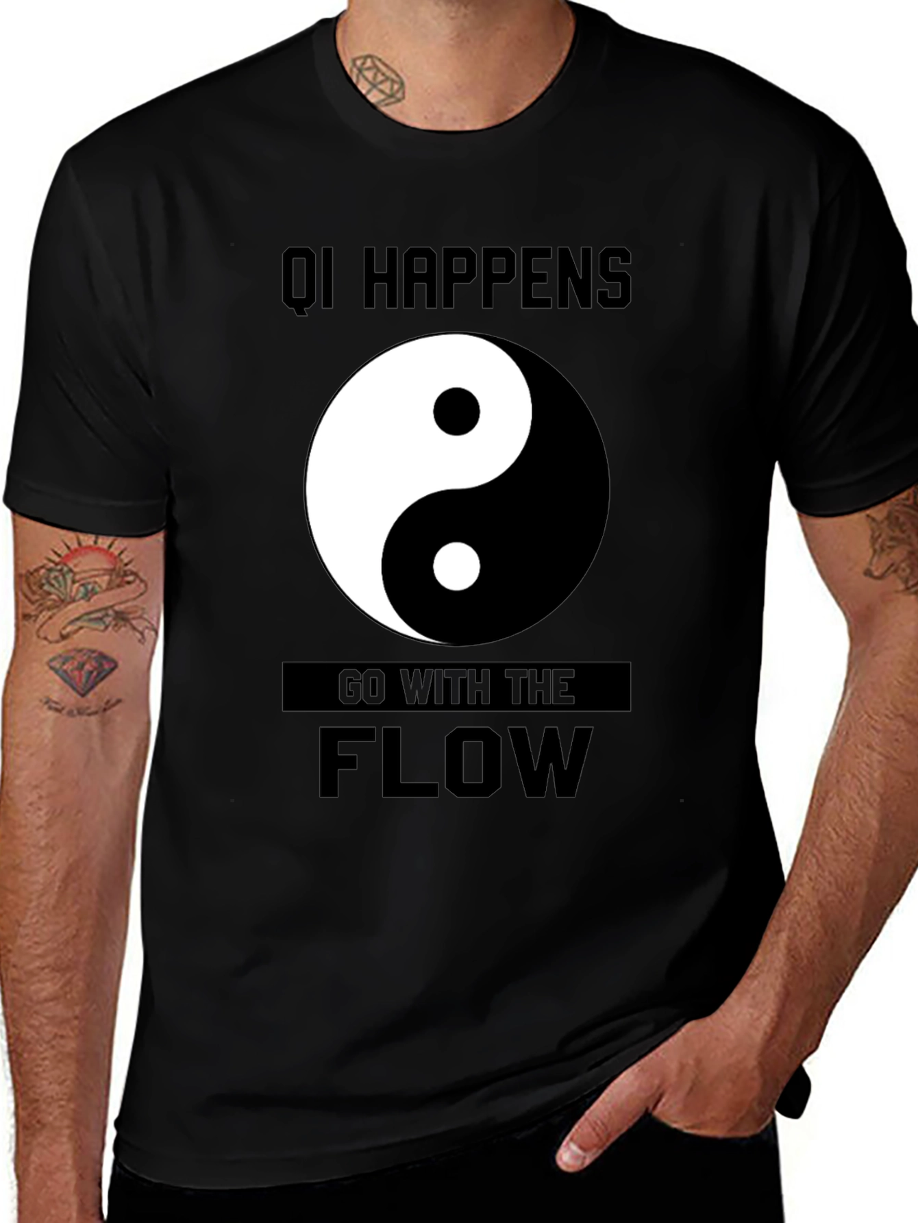Qi Happens Yin Yang T-Shirt - Go With The Flow 