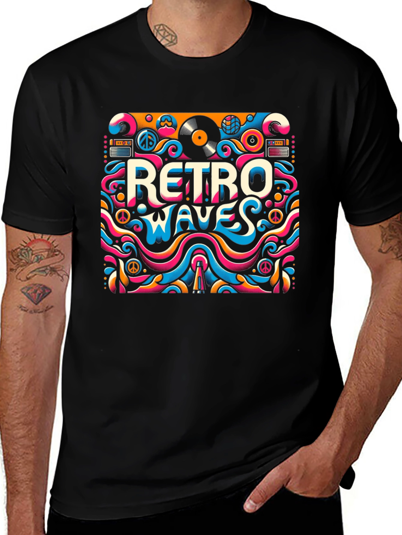 Variant 3 of Retro Waves Graphic Tee - Psychedelic Style