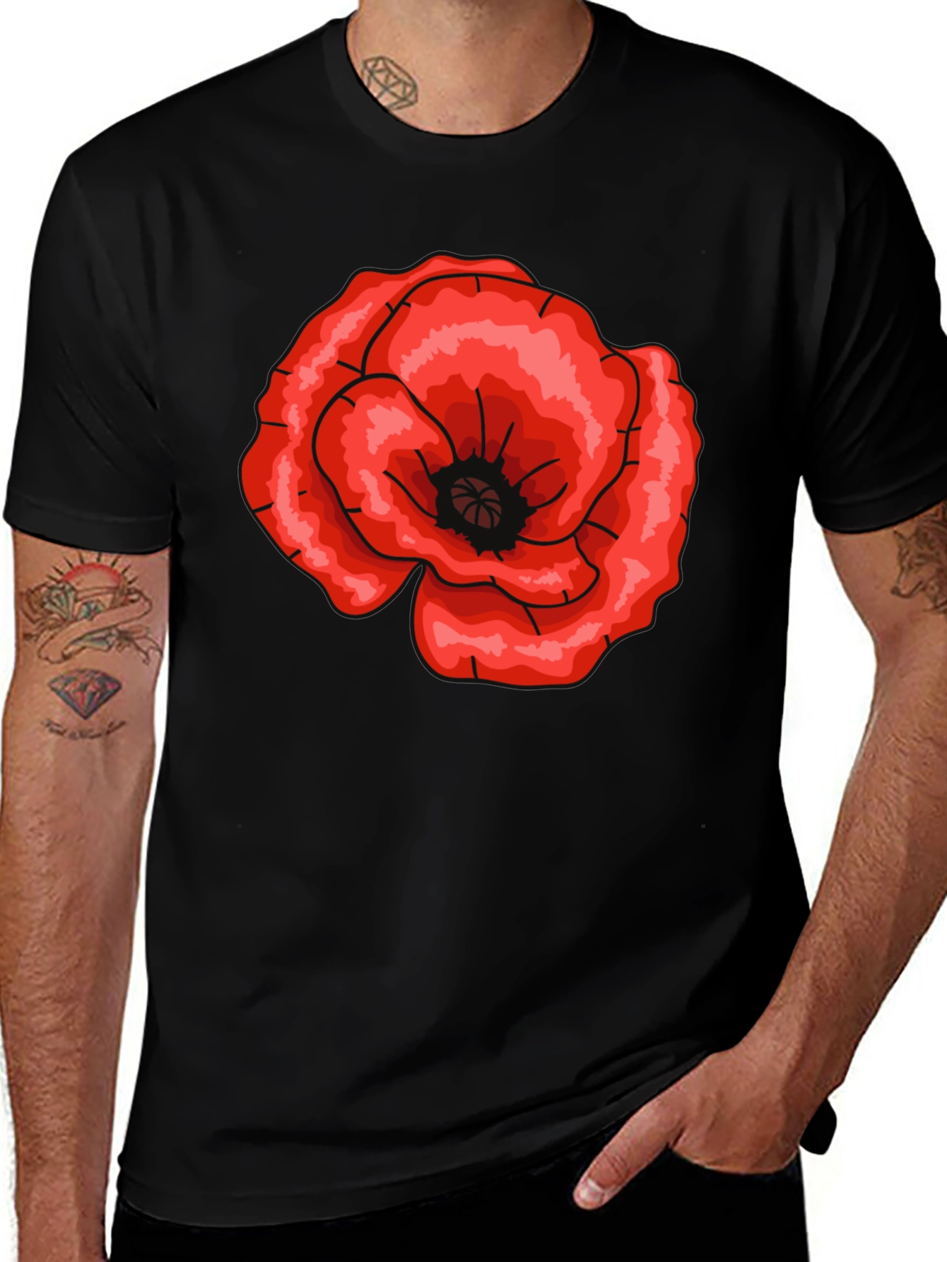 Variant 16 of Bold Floral Graphic Tee - Stylish Black T-Shirt