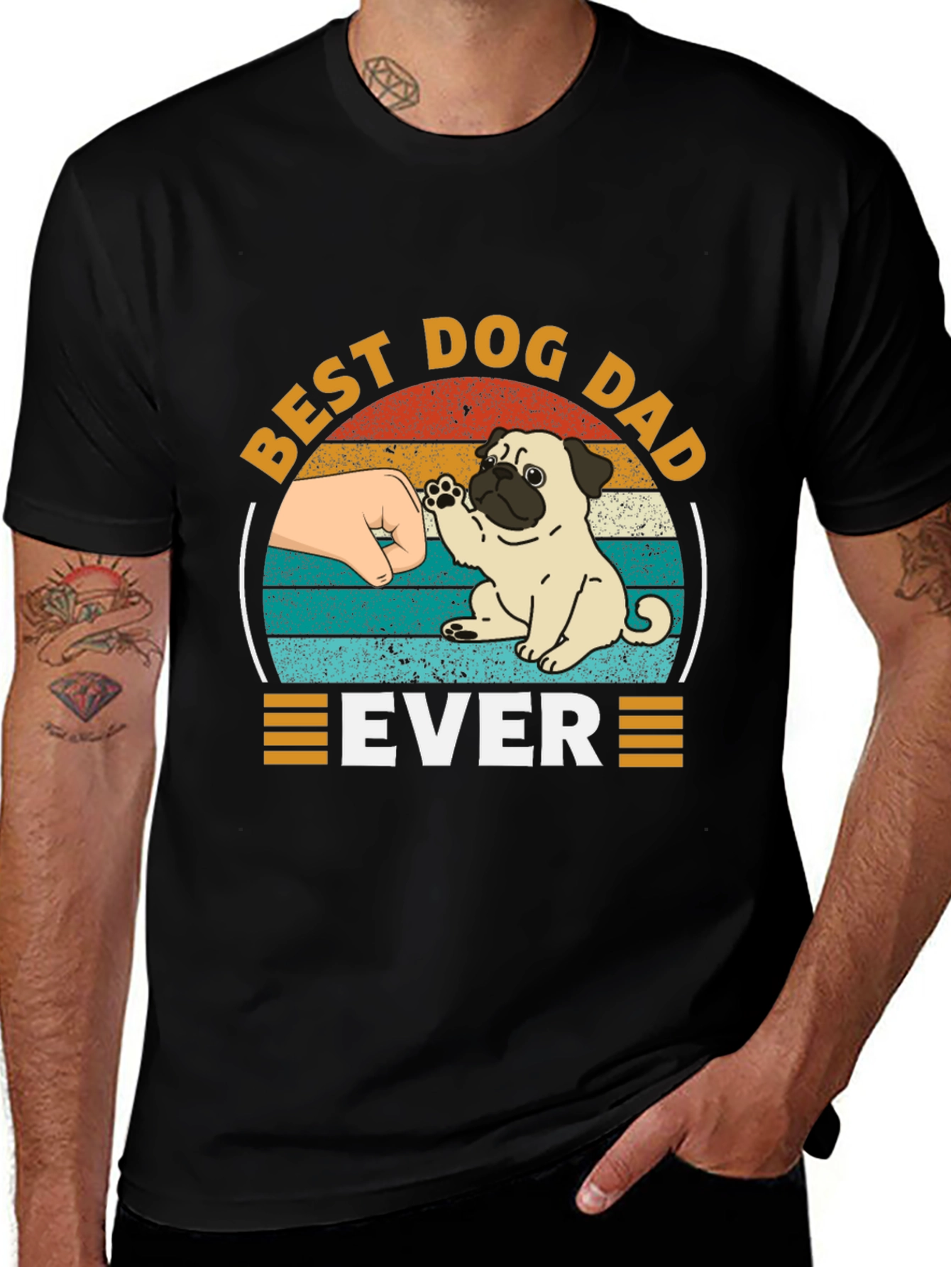 Variant 22 of Best Dog Dad Ever Black T-Shirt Pug Graphic