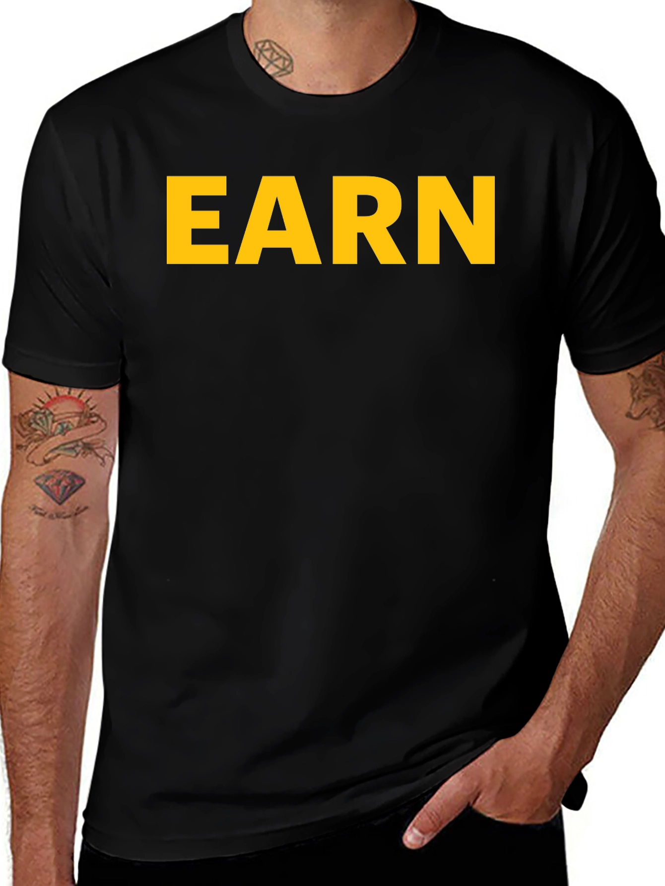 Variant 20 of EARN Bold Graphic Black T-Shirt