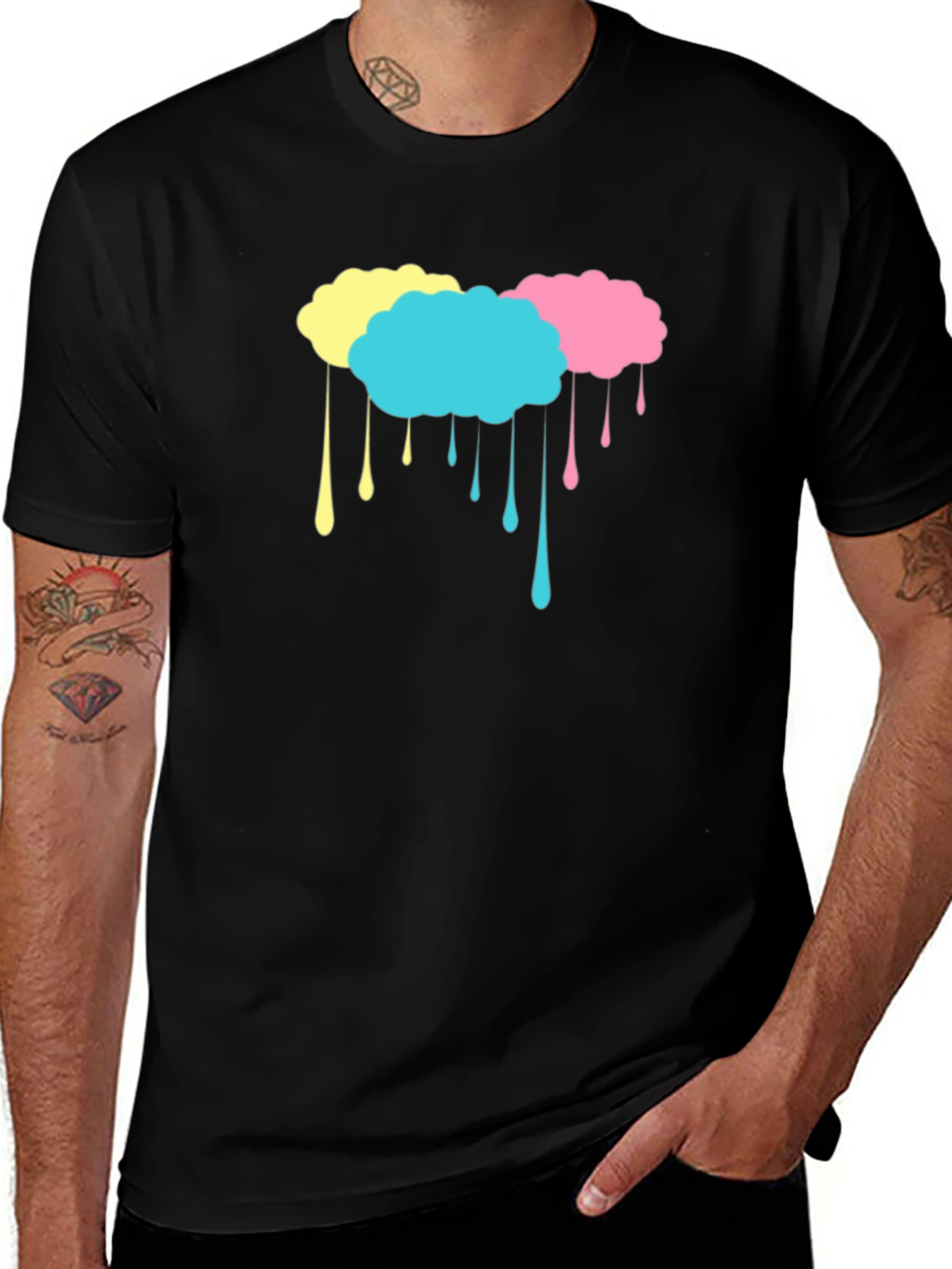 Variant 12 of Trendy Colorful Clouds Black T-Shirt