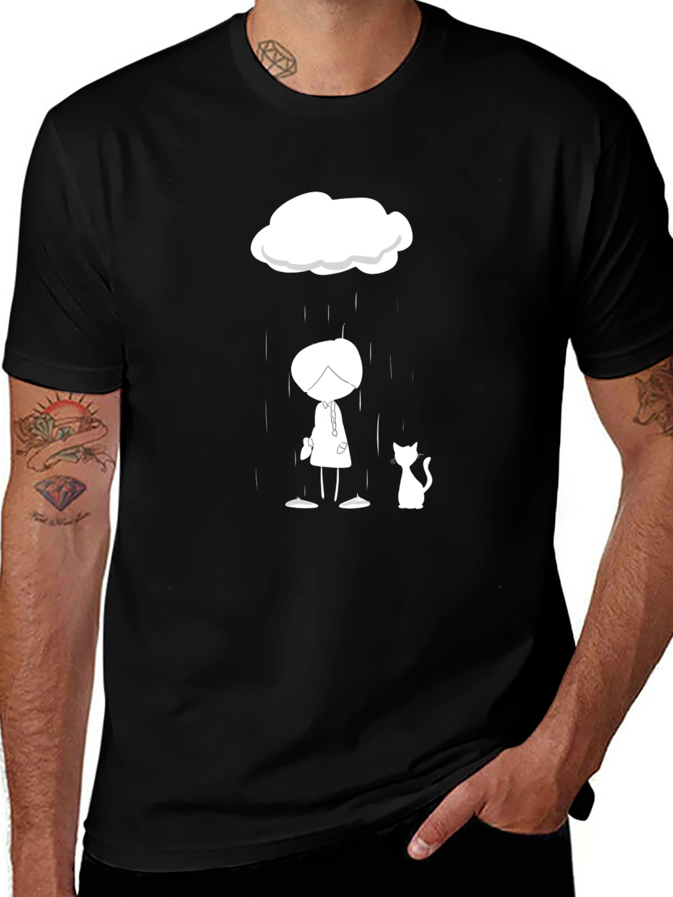 Rainy Day Cat Tee - Stylish Graphic T-Shirt