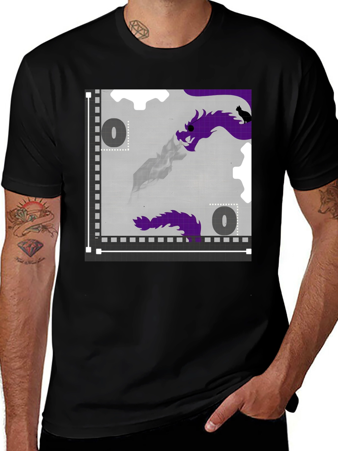 Variant 26 of Dragon Graphic Black T-Shirt