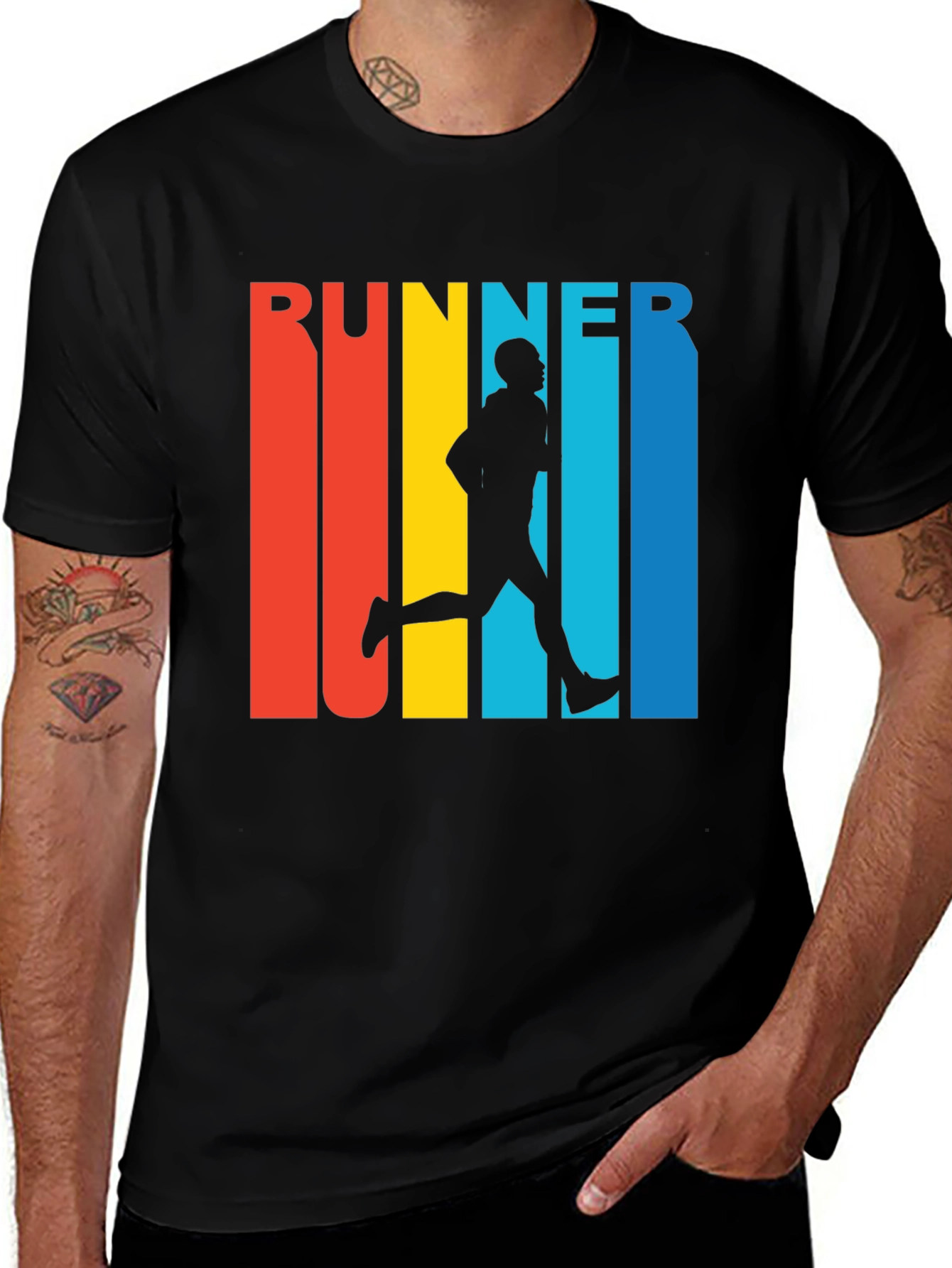 Variant 15 of Retro Runner Graphic Tee - Black