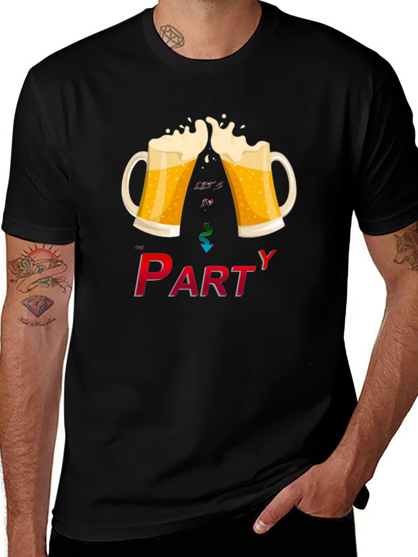 Variant 25 of Let's Party Graphic T-Shirt - Black