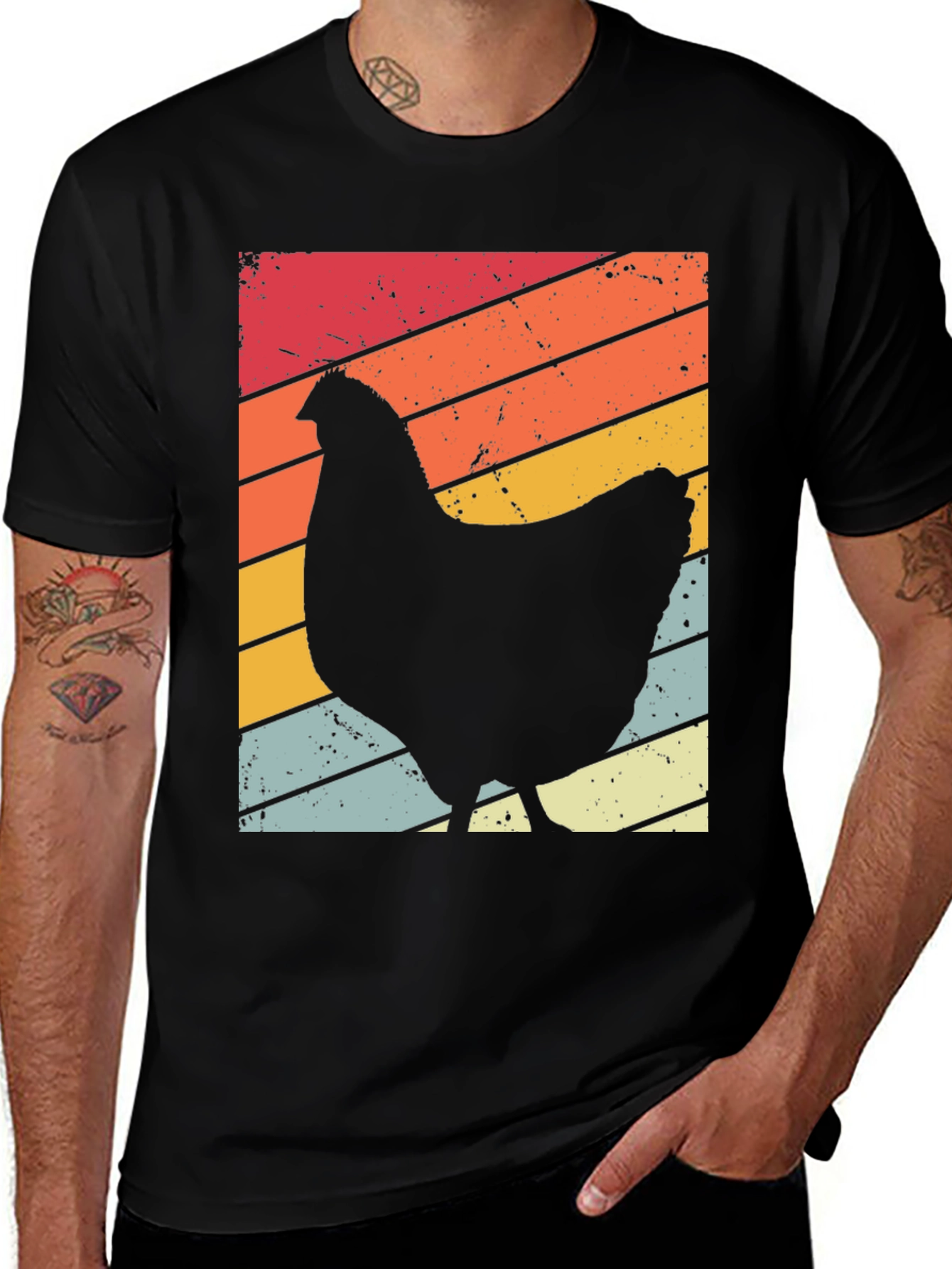 Variant 4 of Retro Chicken Graphic T-Shirt - Vintage Style Tee