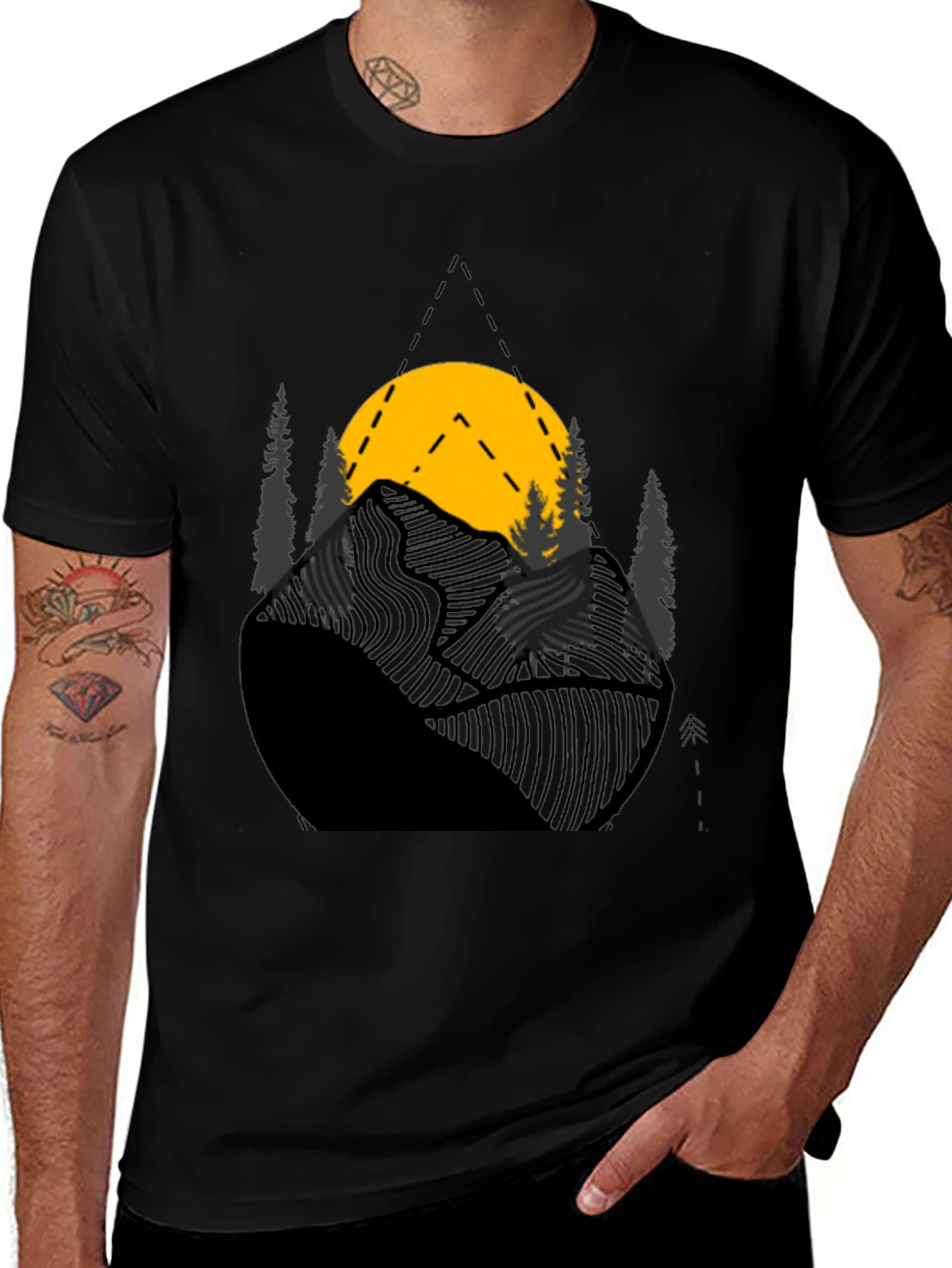 Variant 3 of Mountain Sunset Graphic Tee - Black Cotton Blend