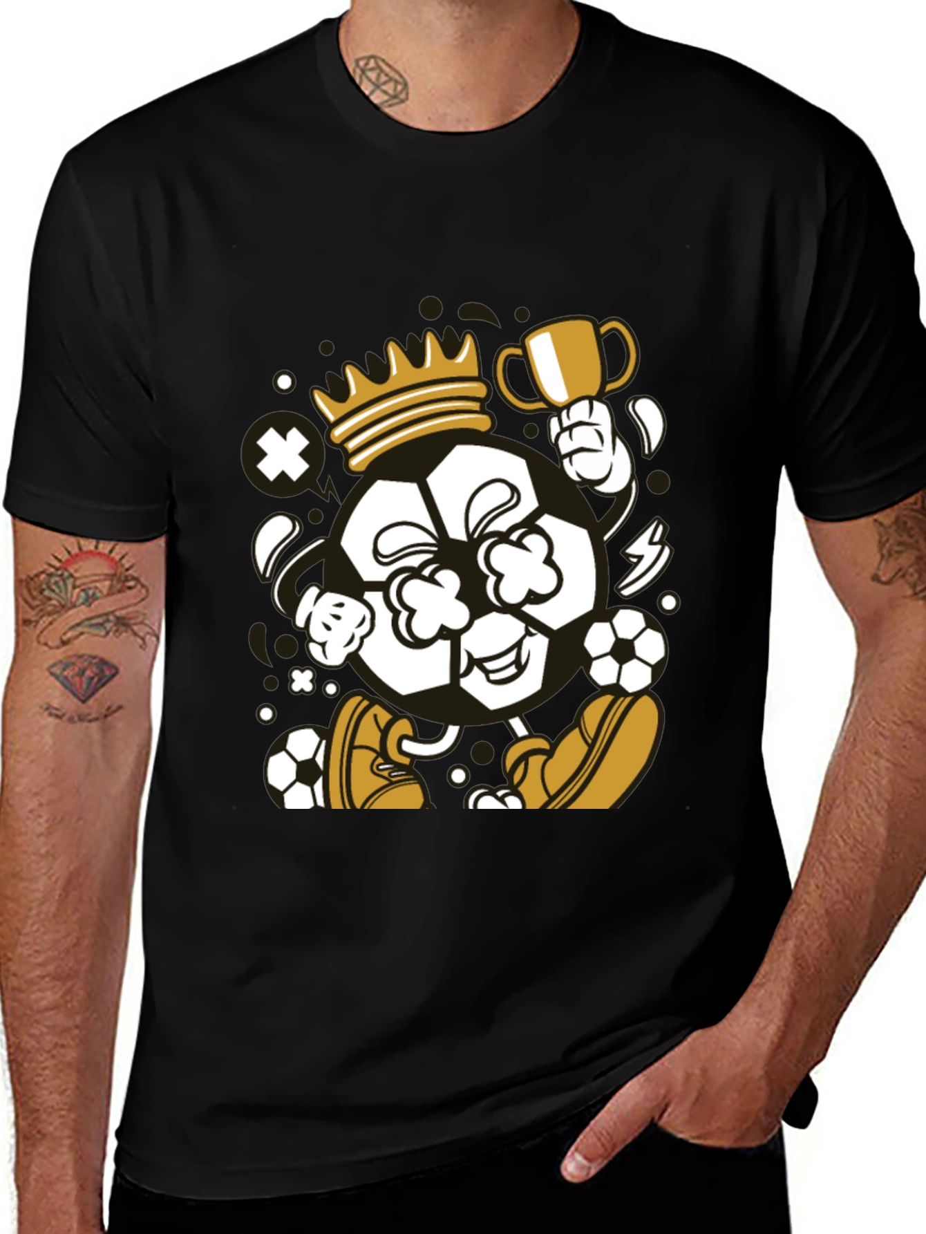 Variant 23 of King Soccer Ball Black T-Shirt