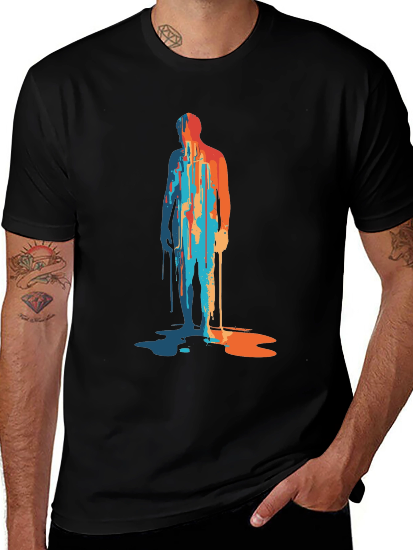 Variant 17 of Abstract Paint Drip Man Graphic Tee