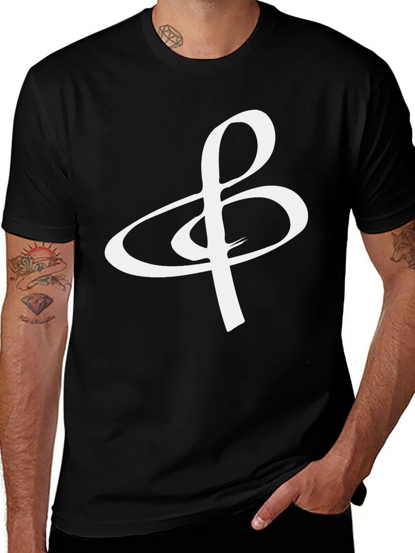 Variant 16 of Unique Graphic Tee - Modern Symbol Design, Black Cotton Blend