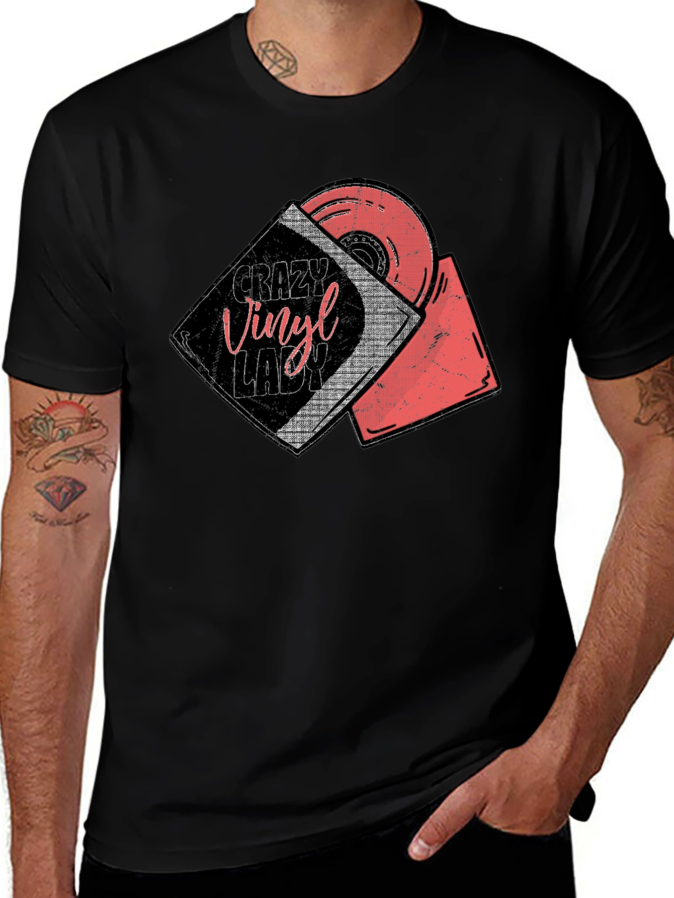 Variant 18 of Crazy Vinyl Lady T-Shirt - Retro Music Lover Tee