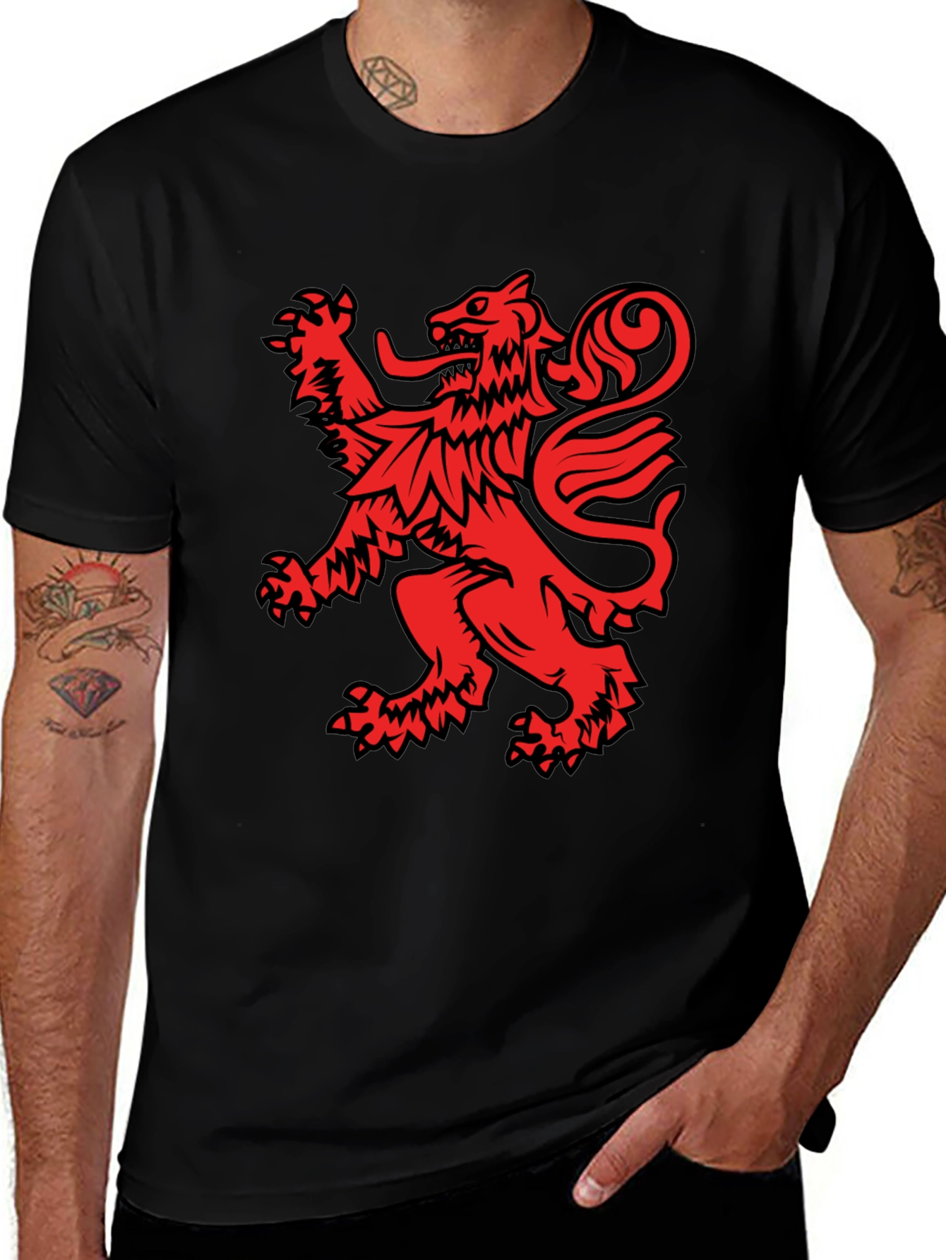 Variant 19 of Red Lion Crest Black T-Shirt