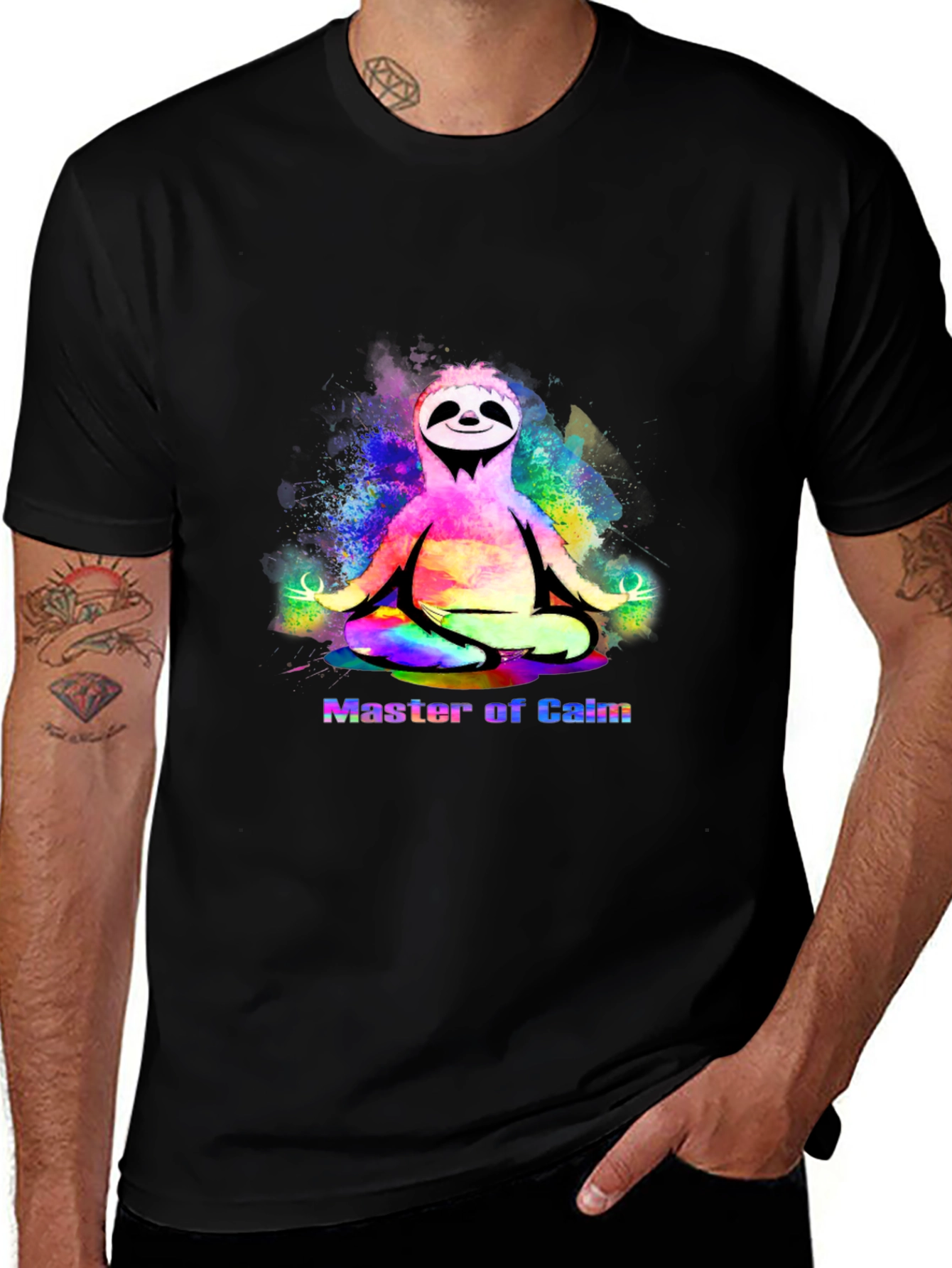 Variant 2 of Master of Calm Sloth T-Shirt - Men's Black Tee