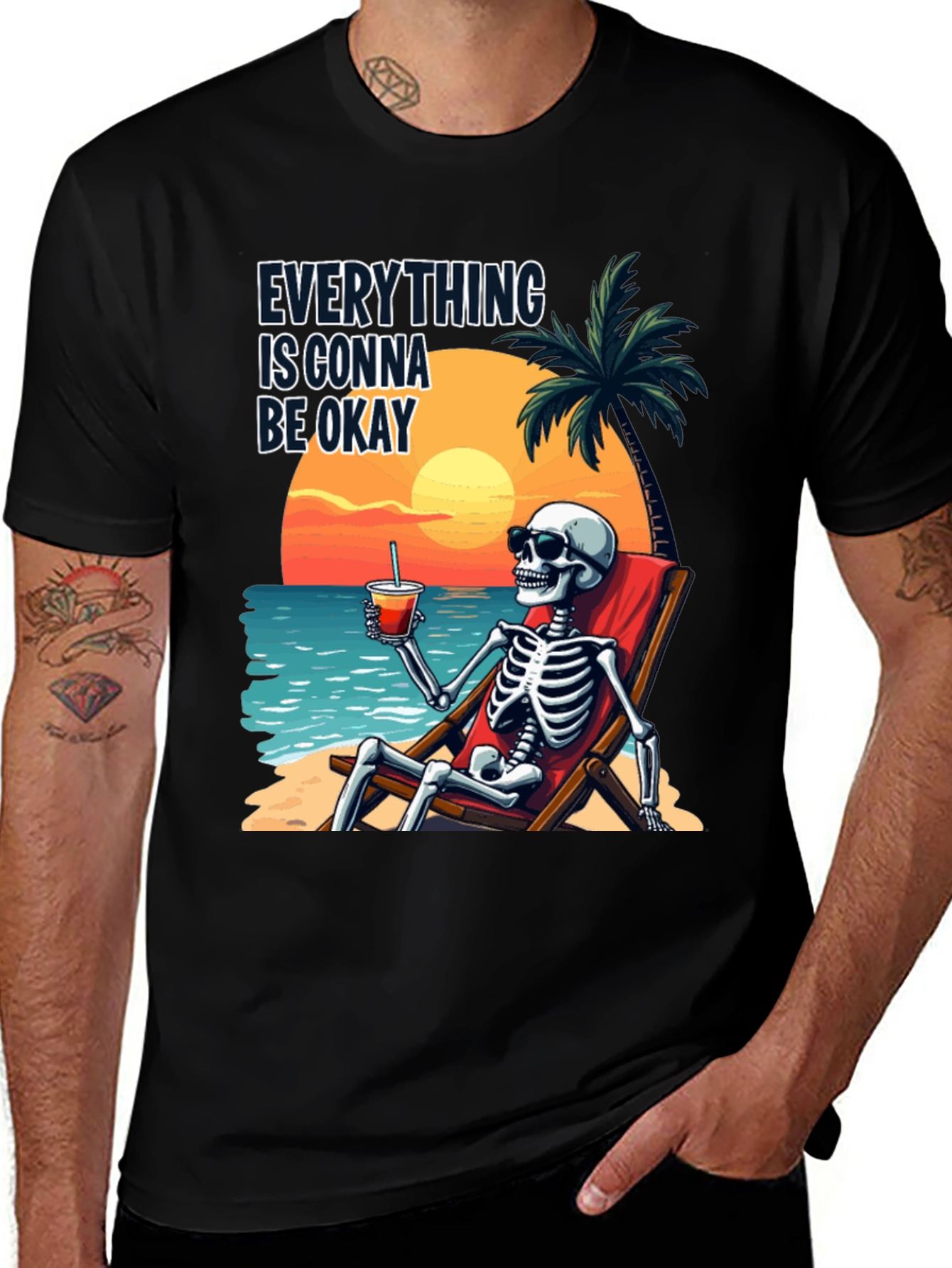 Variant 23 of Relaxing Skeleton Graphic T-Shirt