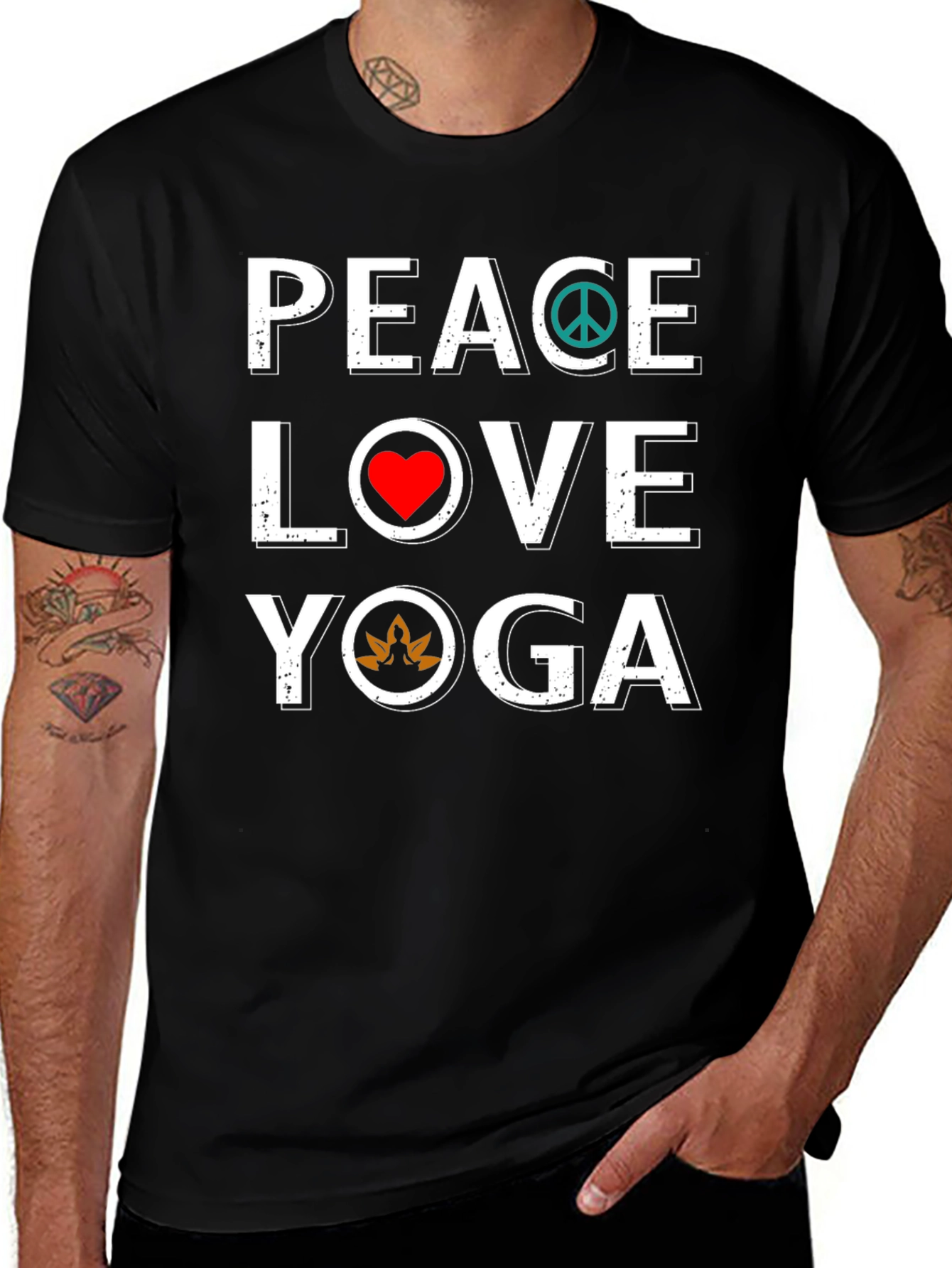 Variant 4 of Peace Love Yoga Graphic Tee Shirt