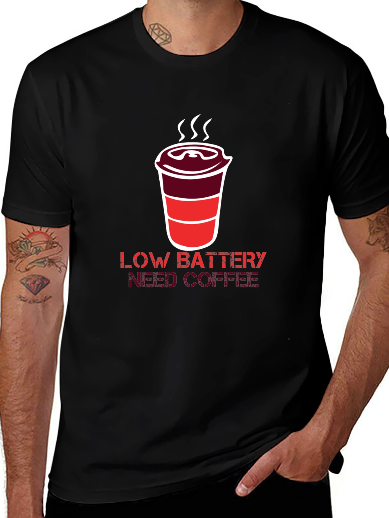 Variant 7 of Low Battery Need Coffee Graphic T-Shirt