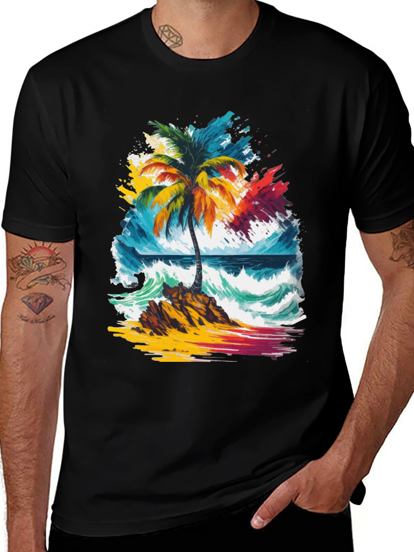 Variant 4 of Vibrant Palm Tree Graphic Tee