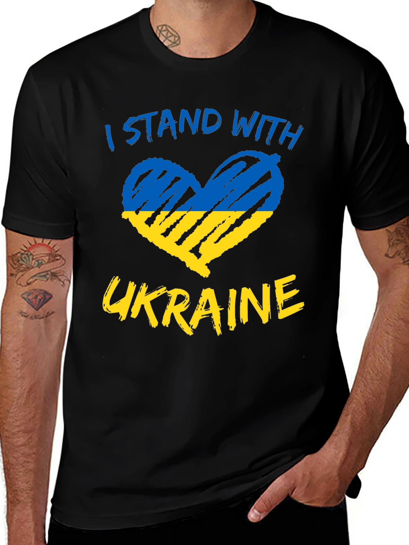 I Stand With Ukraine T-Shirt - Heart Flag Support Tee