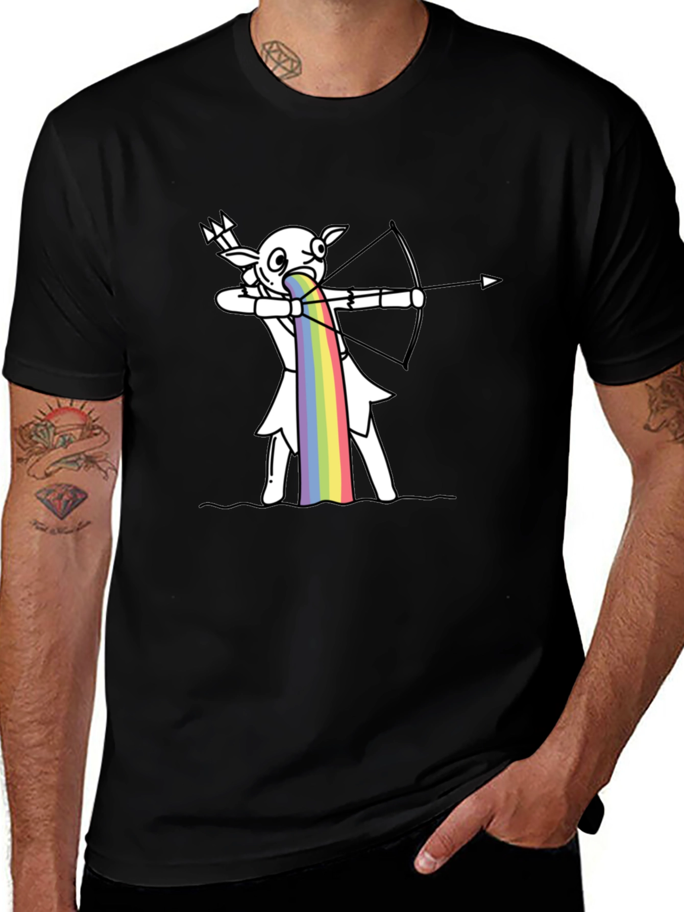 Variant 14 of Rainbow Archer T-Shirt - Black Graphic Tee