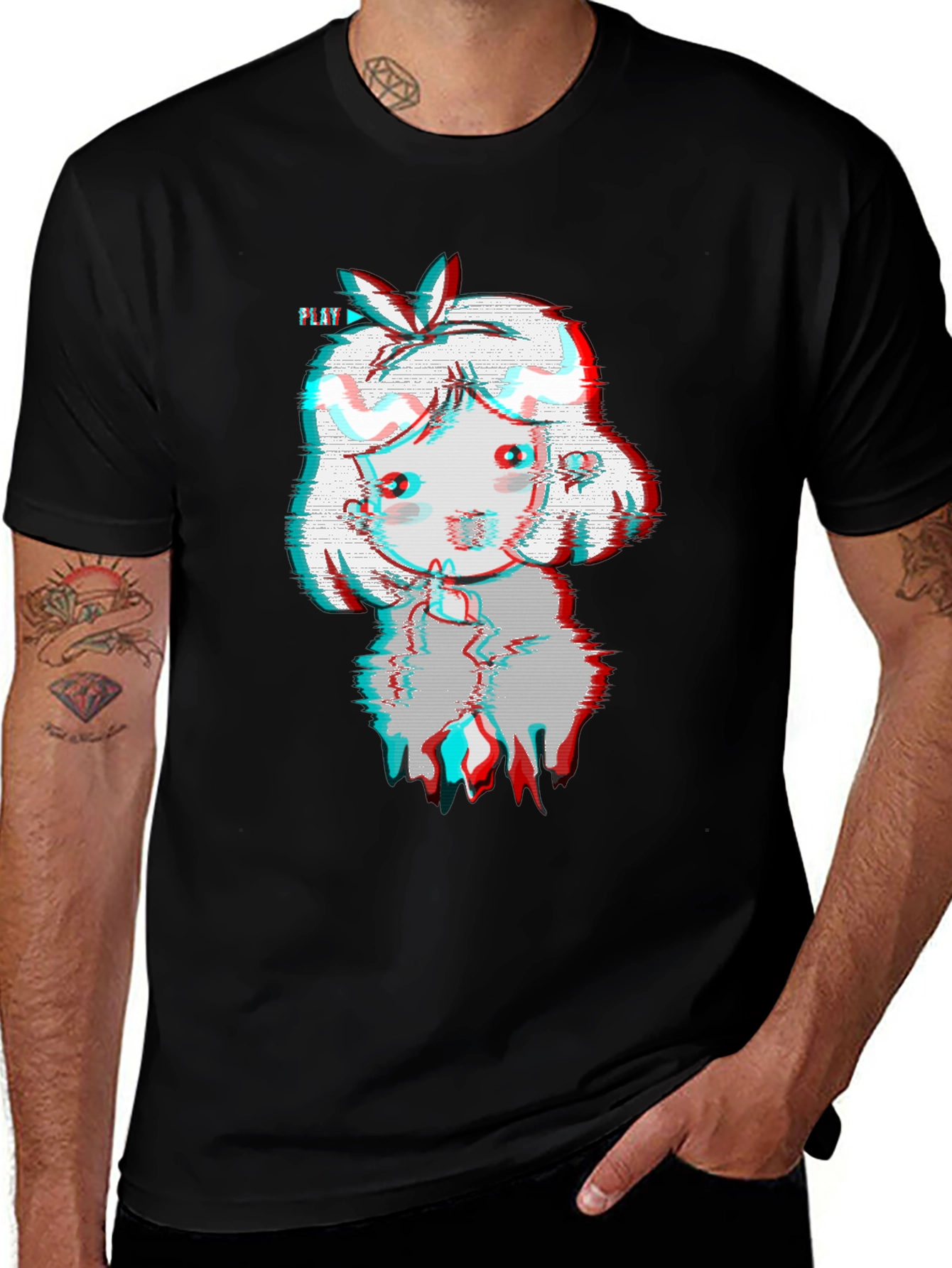 Variant 4 of Glitch Girl Black T-Shirt