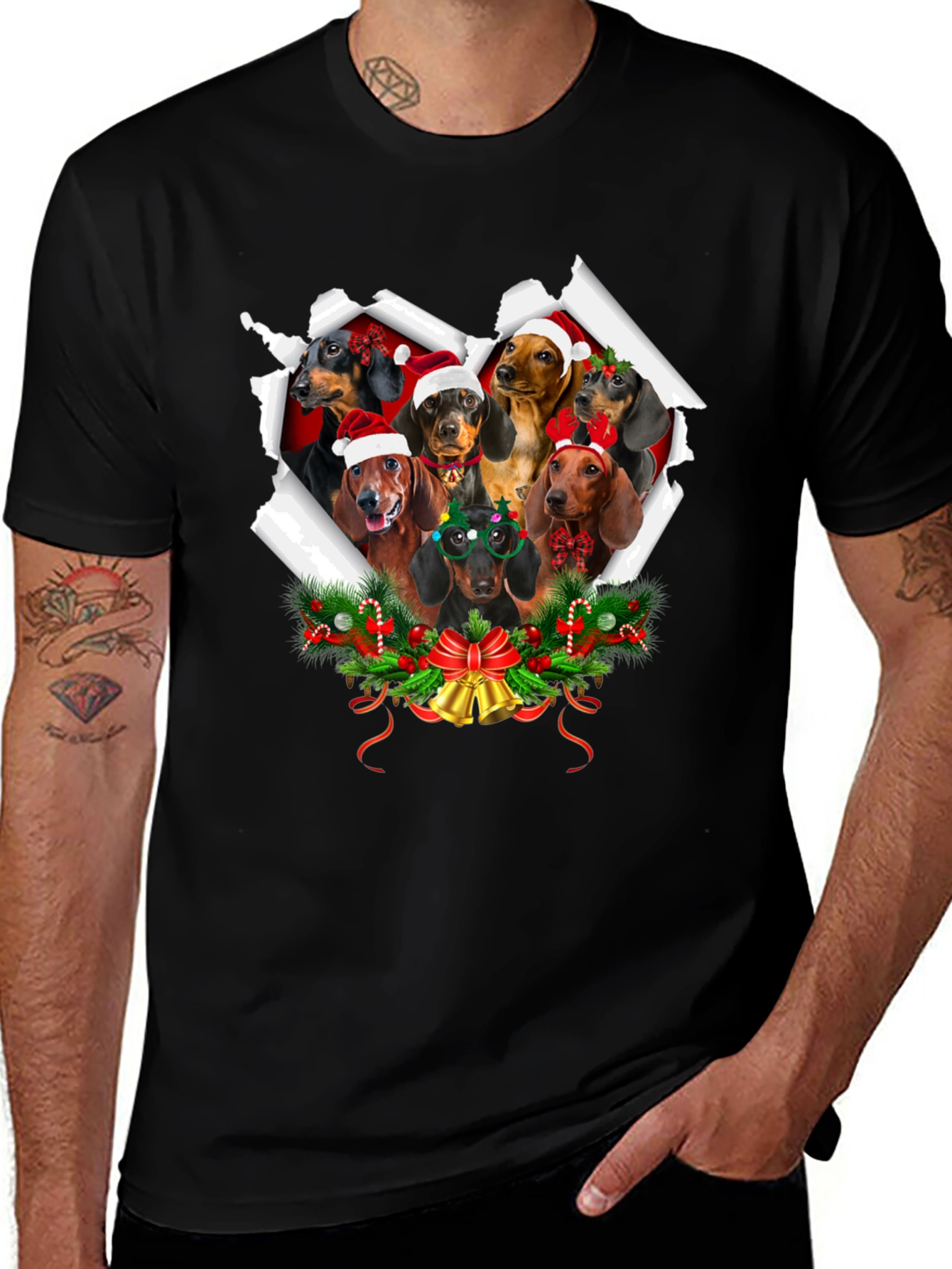 Variant 23 of Christmas Dachshund T-Shirt Festive Dog Lover Tee