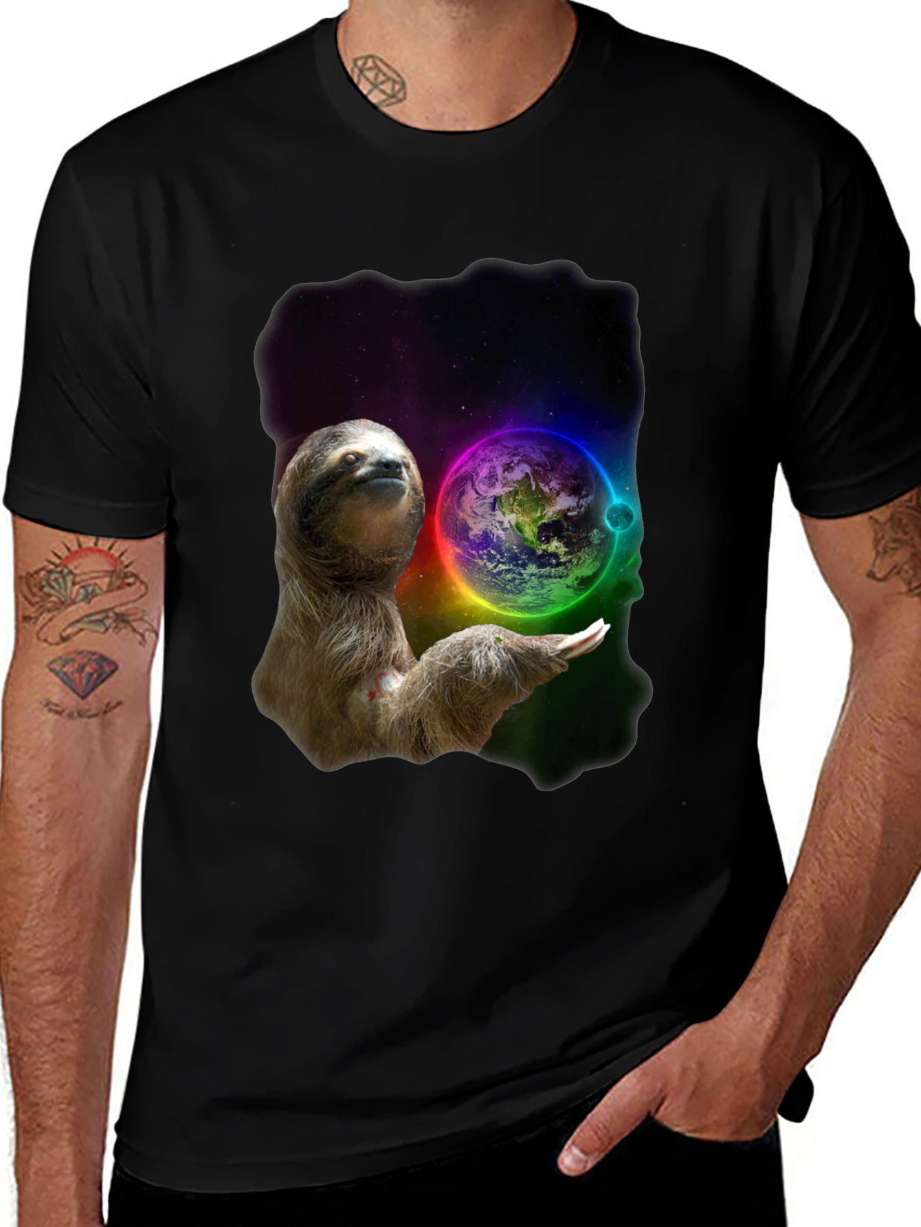 Variant 23 of Sloth Holding Earth Graphic T-Shirt