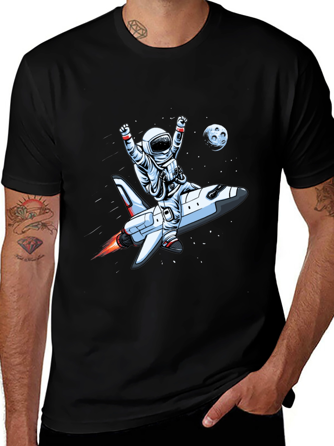 Variant 24 of Astronaut Rocket Ride Black T-Shirt