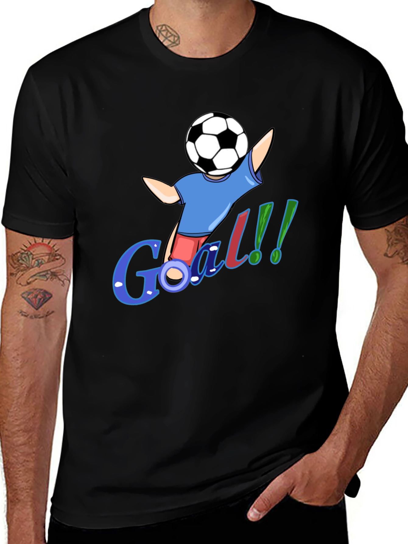 Variant 26 of Cartoon Soccer Goal Black T-Shirt