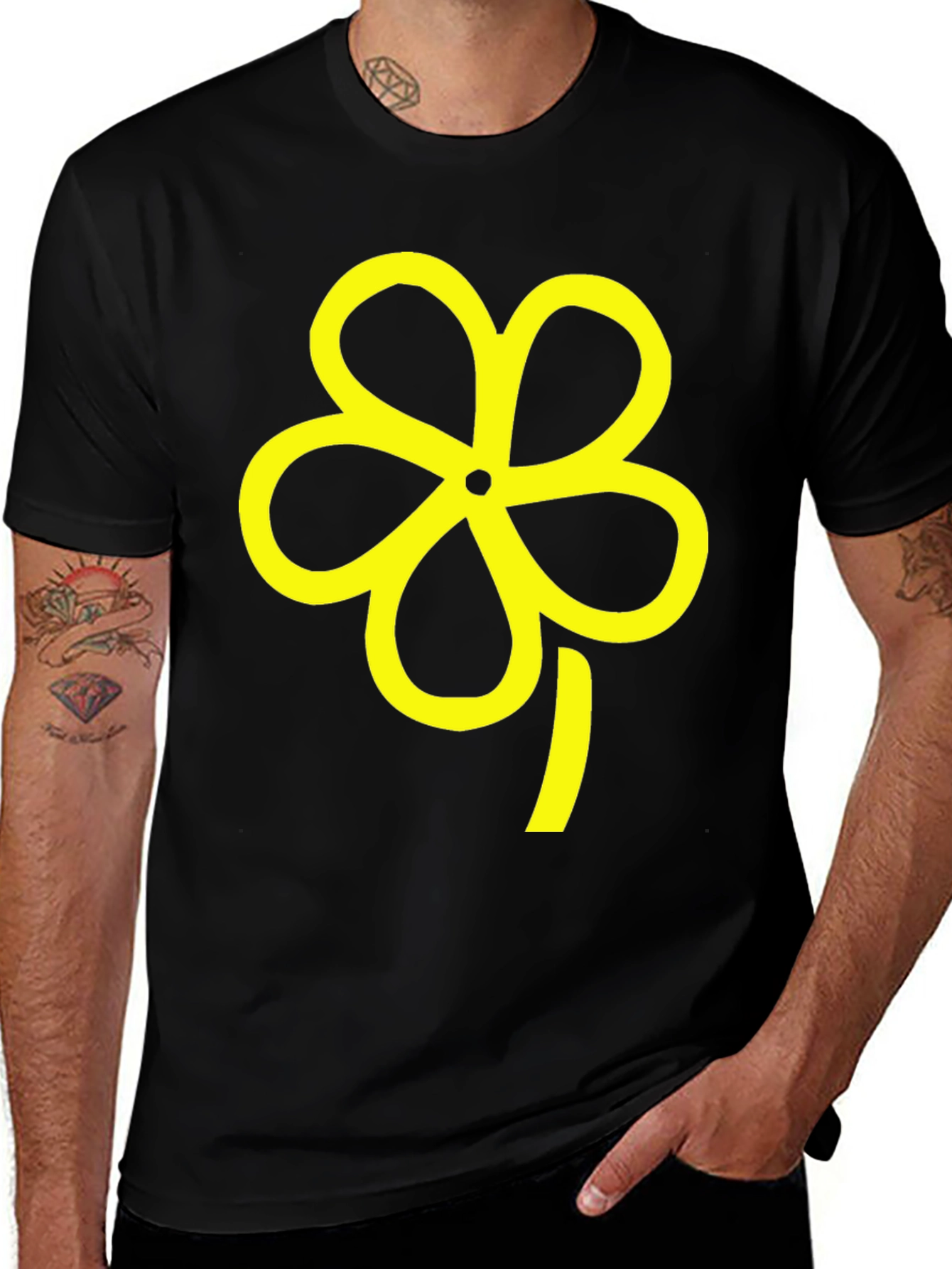 Variant 20 of Black Tee with Yellow Flower Graphic
