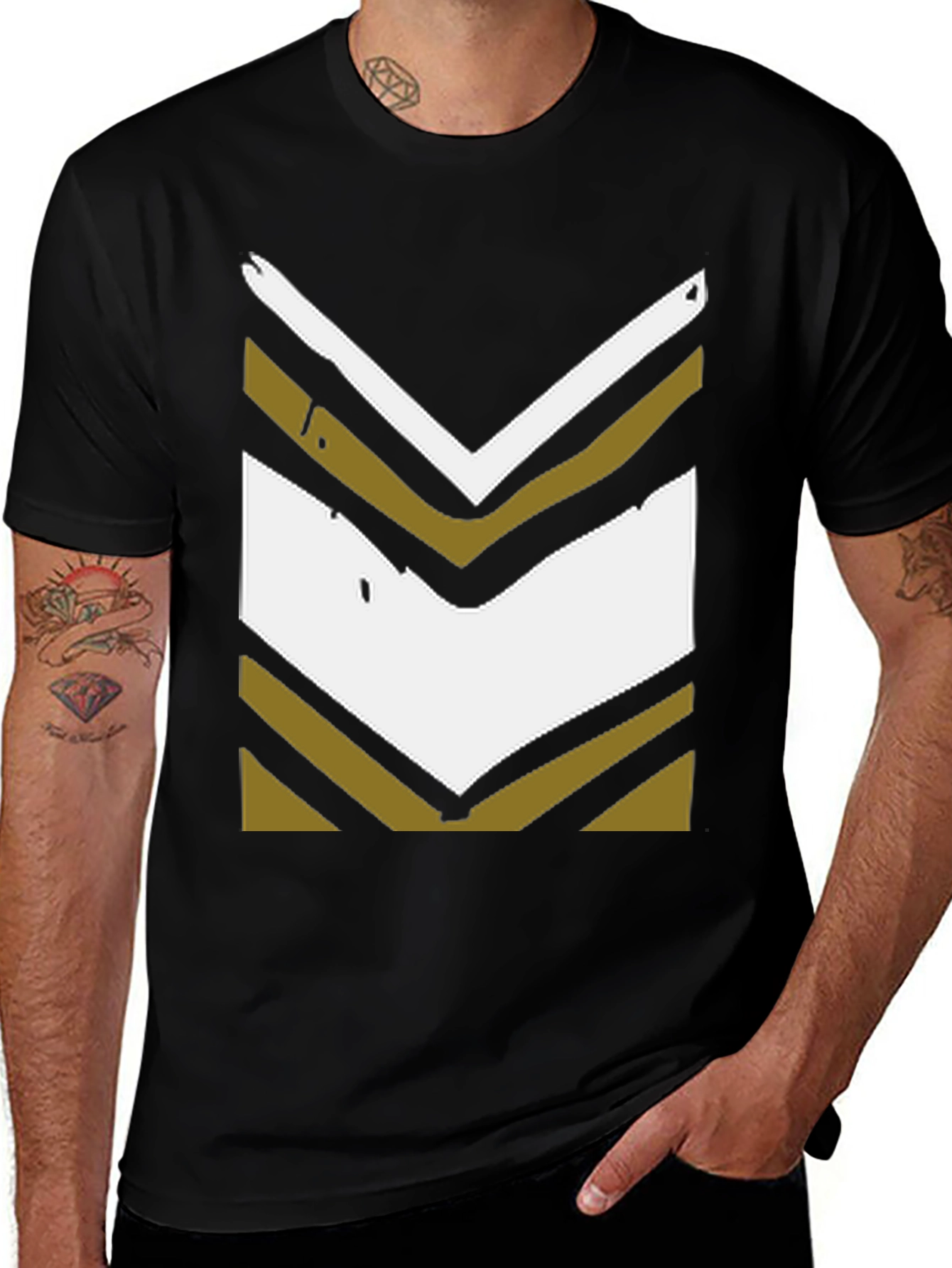 Variant 10 of Retro Chevron Graphic Tee - Black