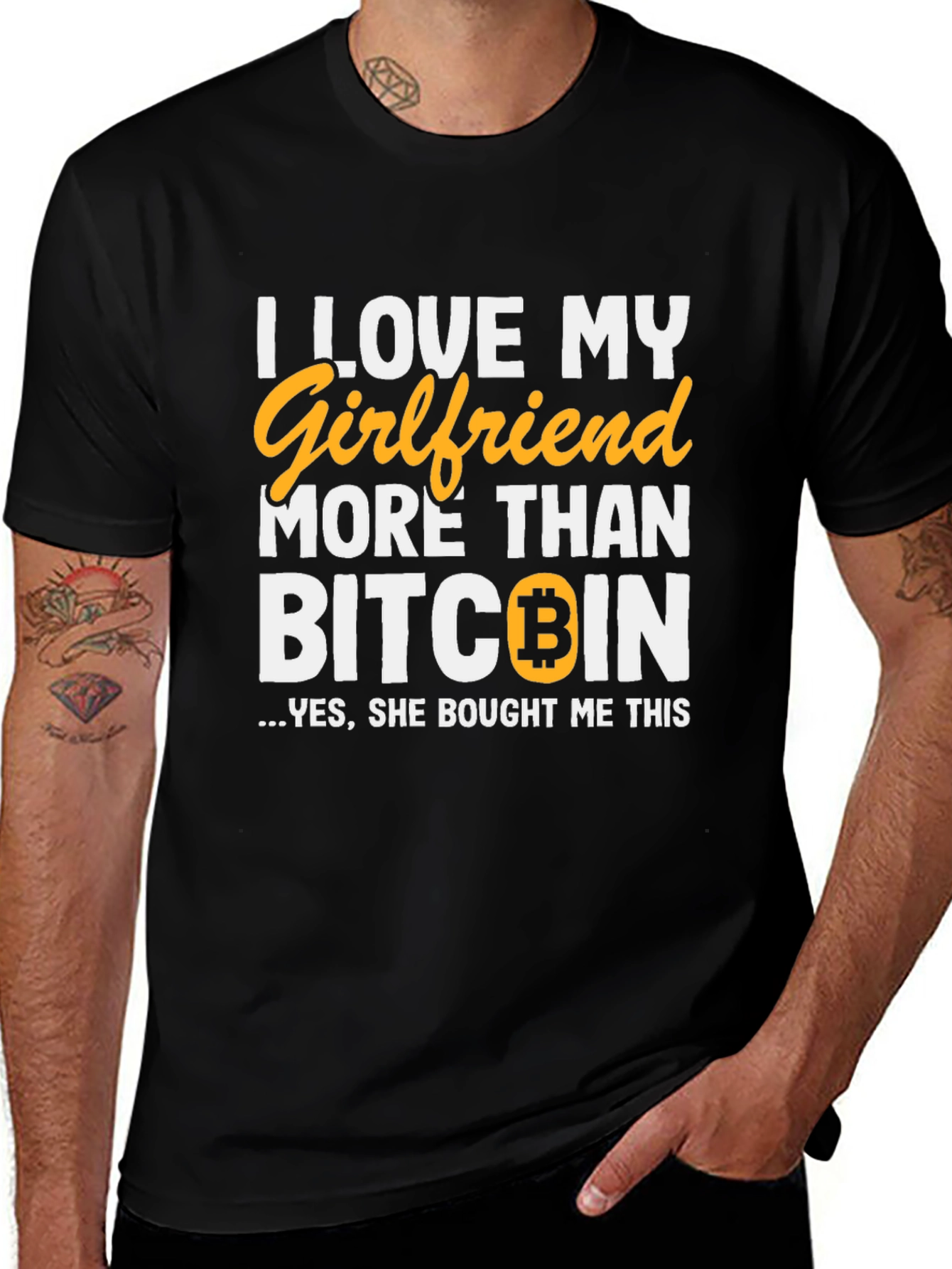 Variant 7 of I Love My Girlfriend More Than Bitcoin Funny Graphic Tee