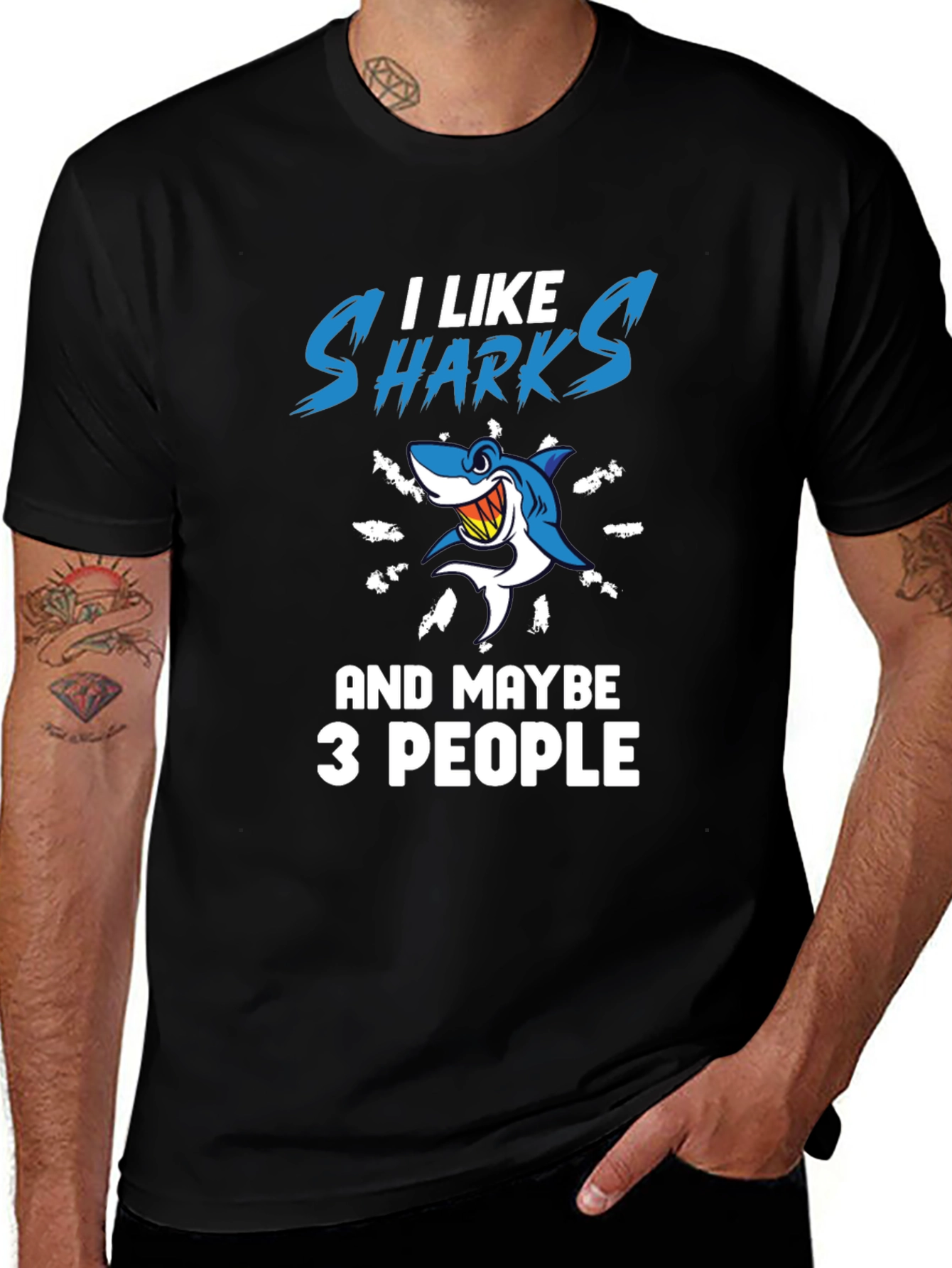 Variant 14 of I Like Sharks and Maybe 3 People Graphic T-Shirt