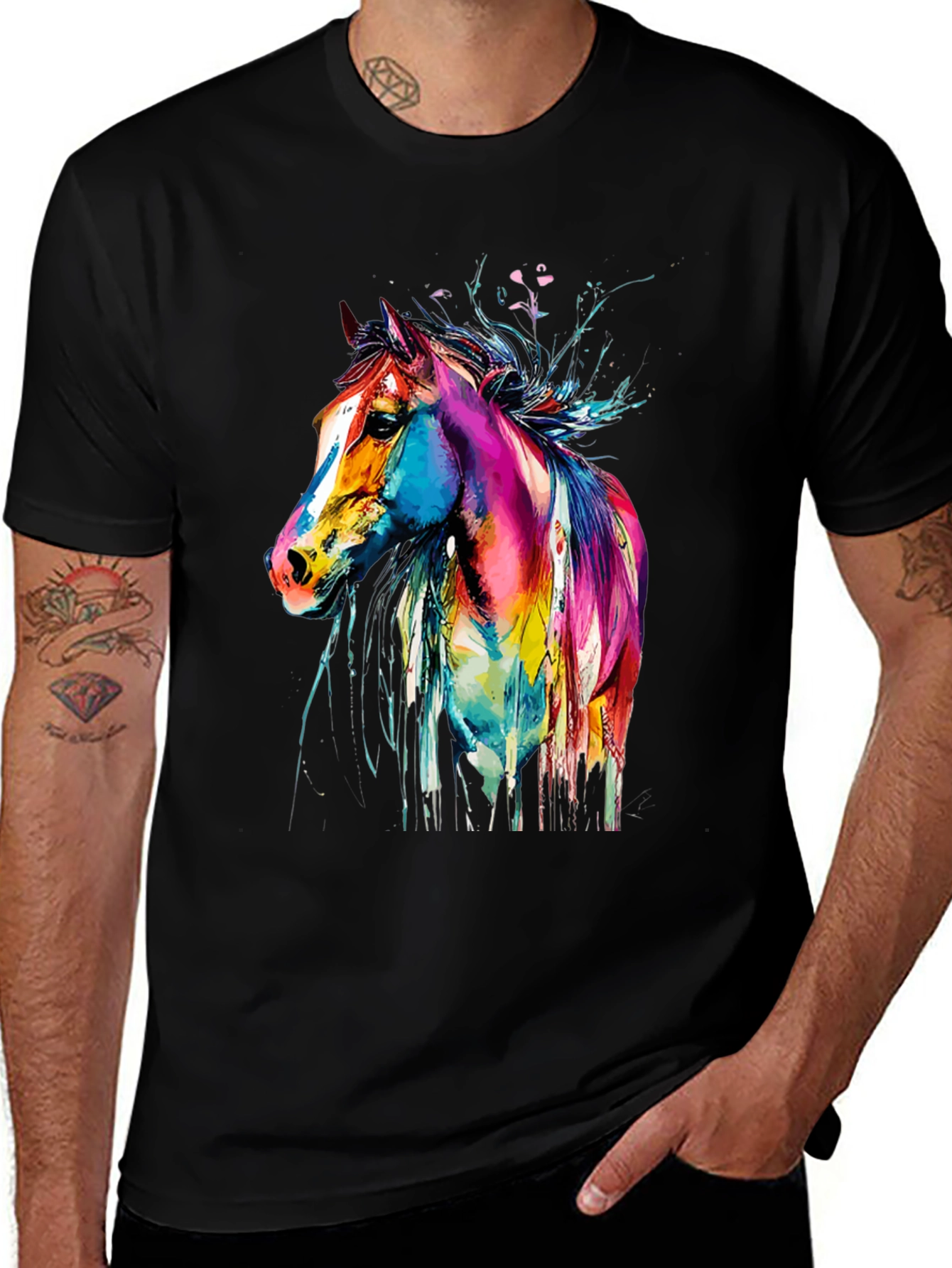 Variant 27 of Colorful Horse Graphic Print T-Shirt