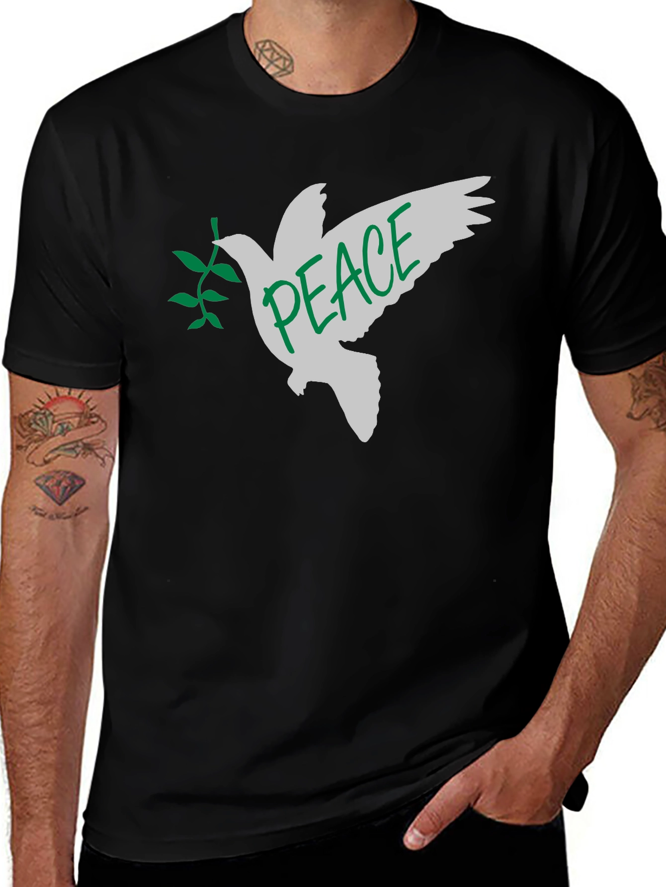 Variant 16 of Peace Dove Graphic T-Shirt - Black