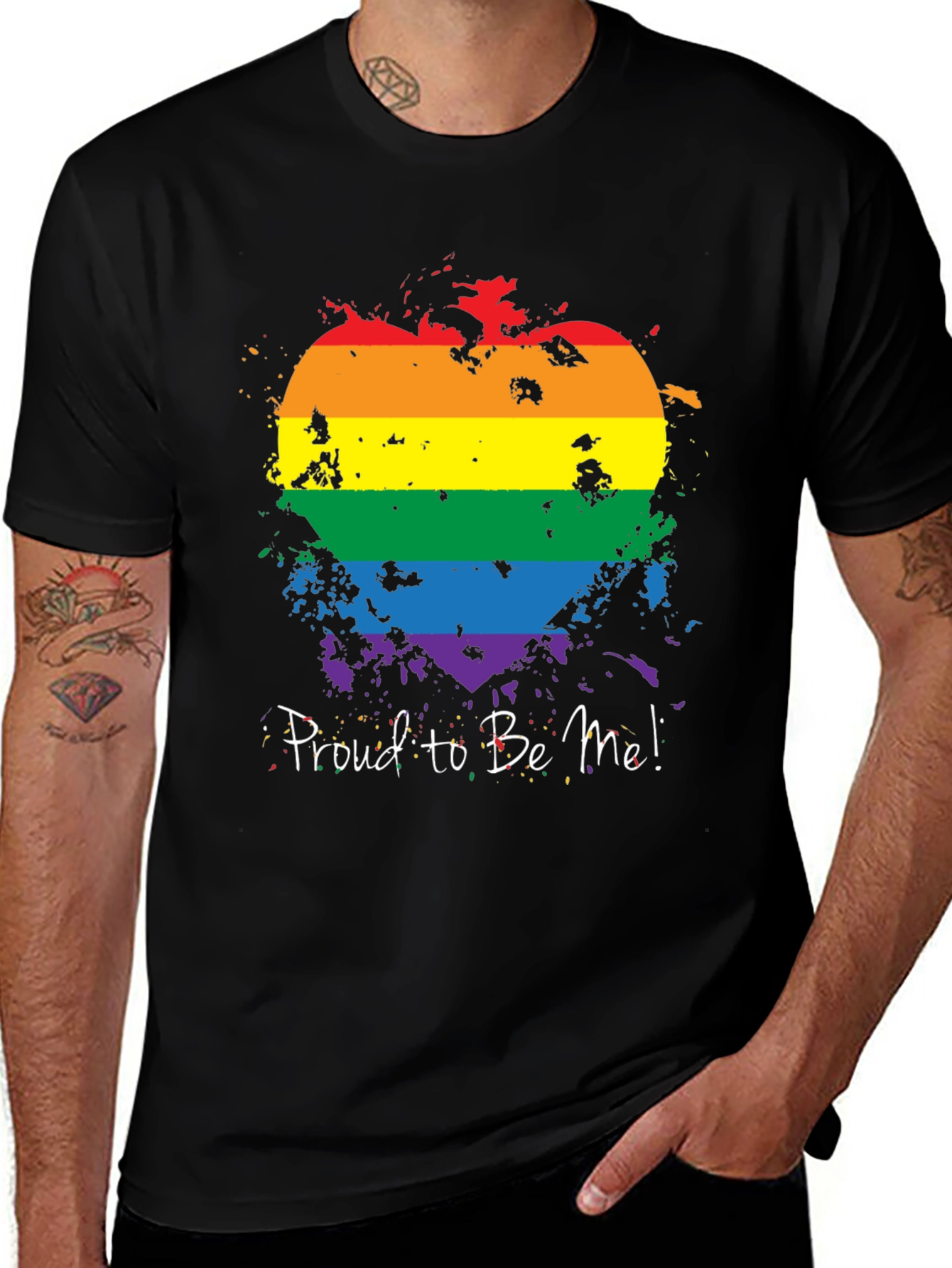 Variant 17 of Pride Rainbow Heart T-Shirt - "Proud To Be Me!"
