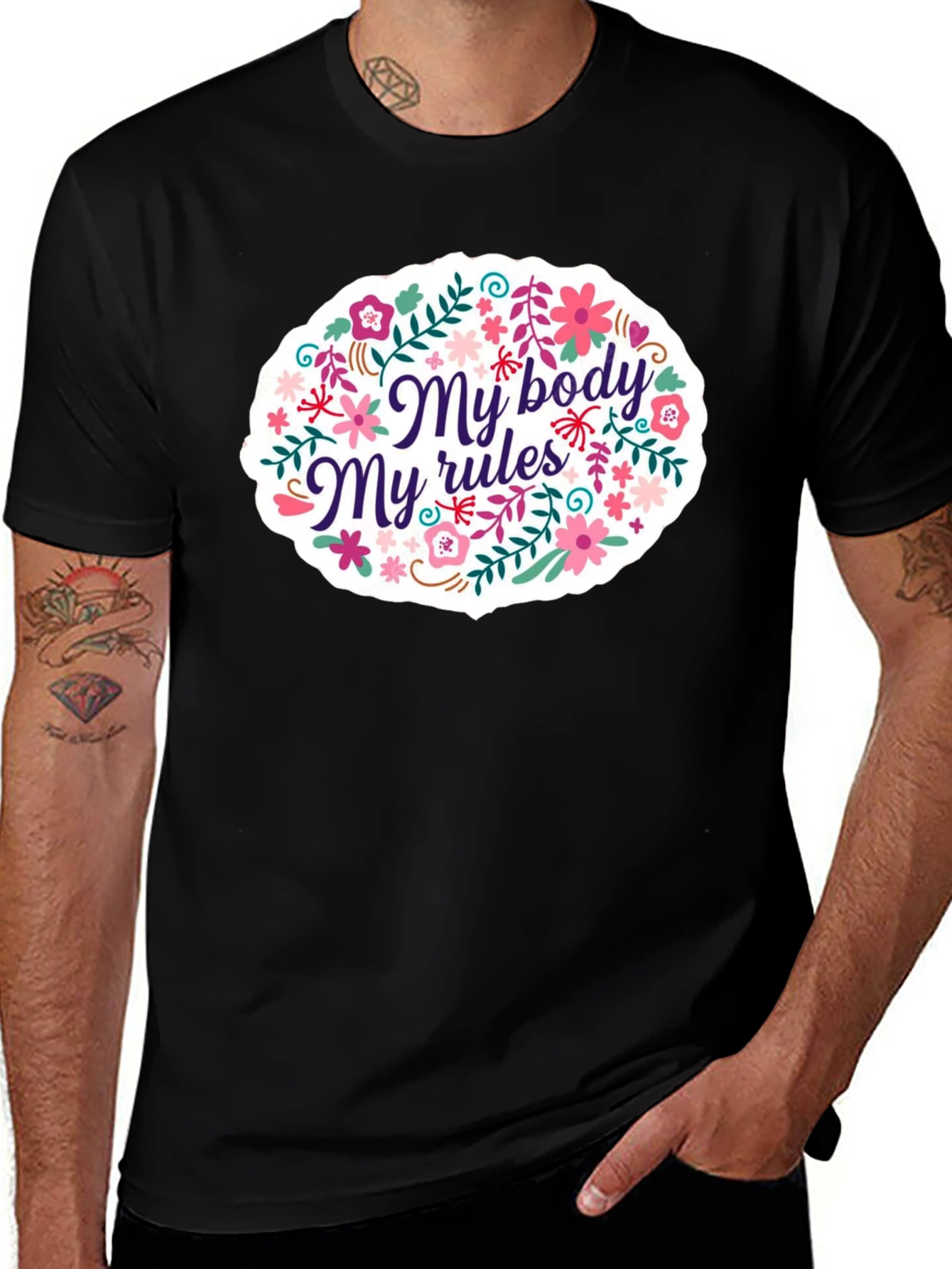 Variant 9 of My Body My Rules Floral Graphic T-Shirt