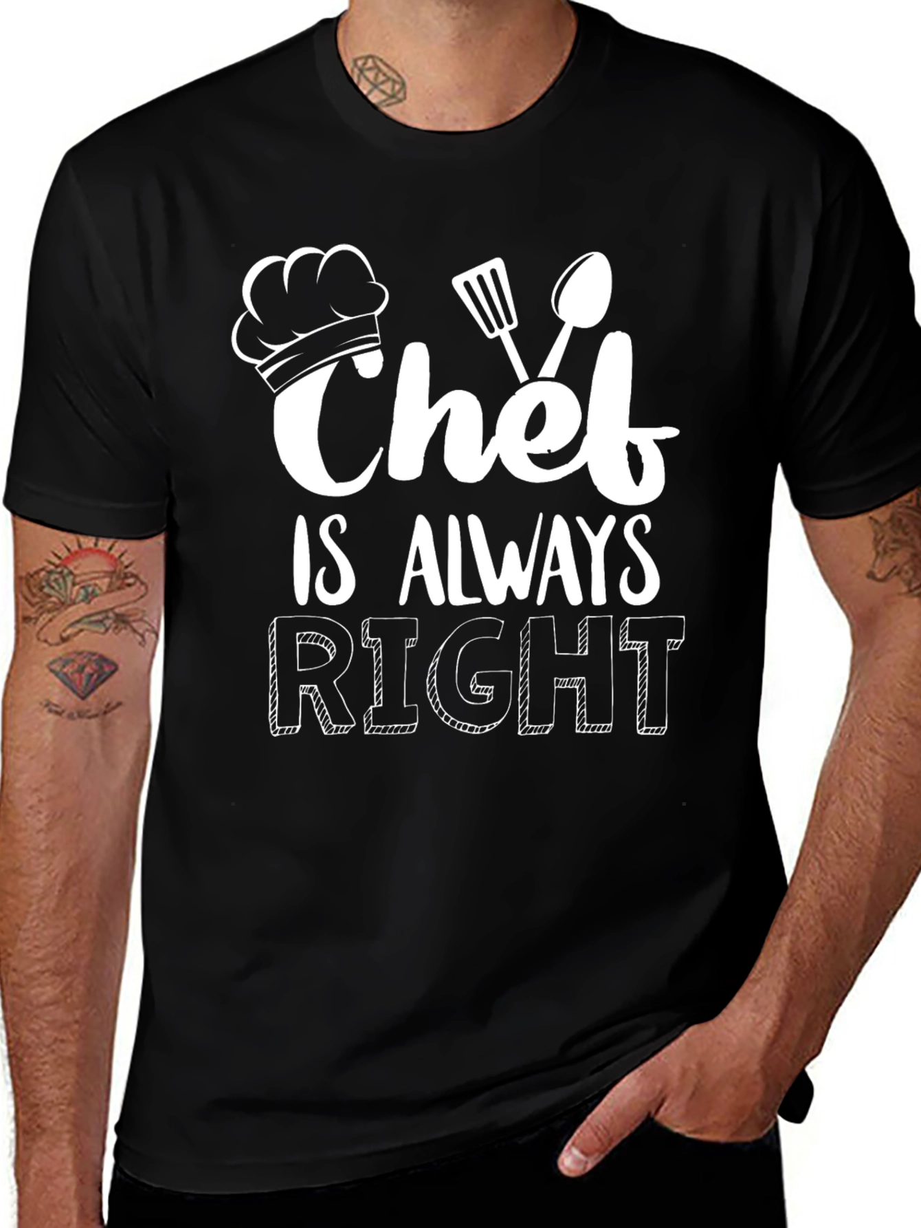 Variant 23 of Chef is Always Right Black Graphic Tee