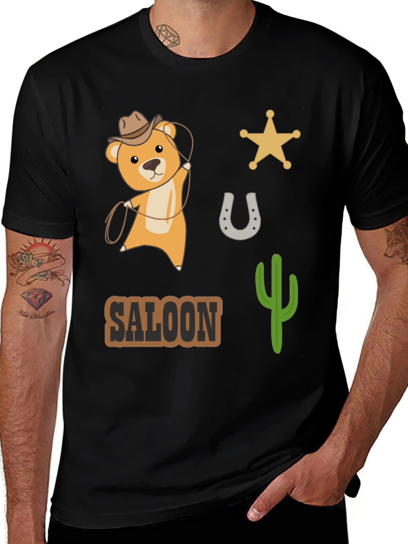 Variant 22 of Western Saloon Bear T-Shirt