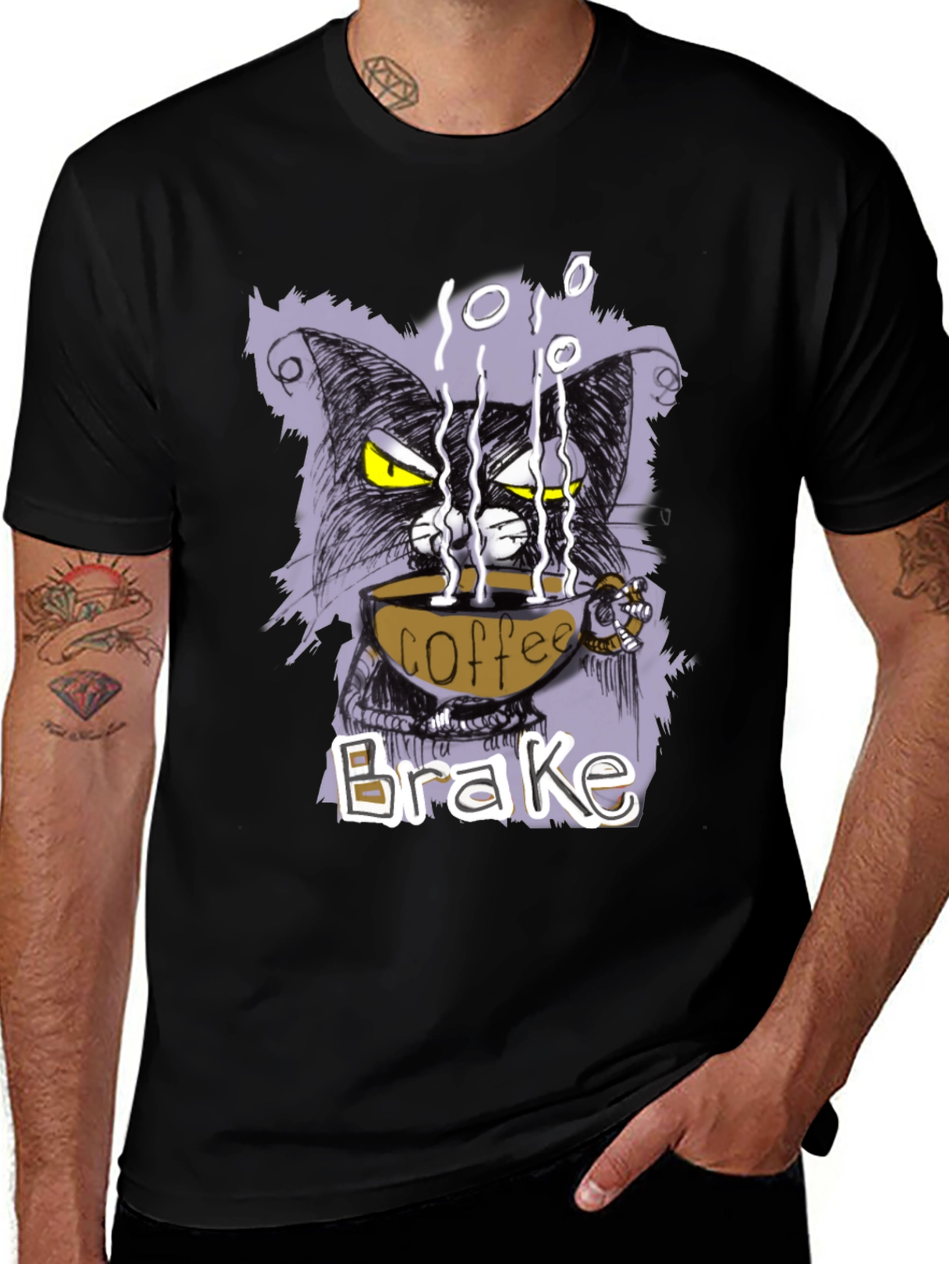 Variant 8 of Coffee Brake Cat T-Shirt - Cool Graphic Tee