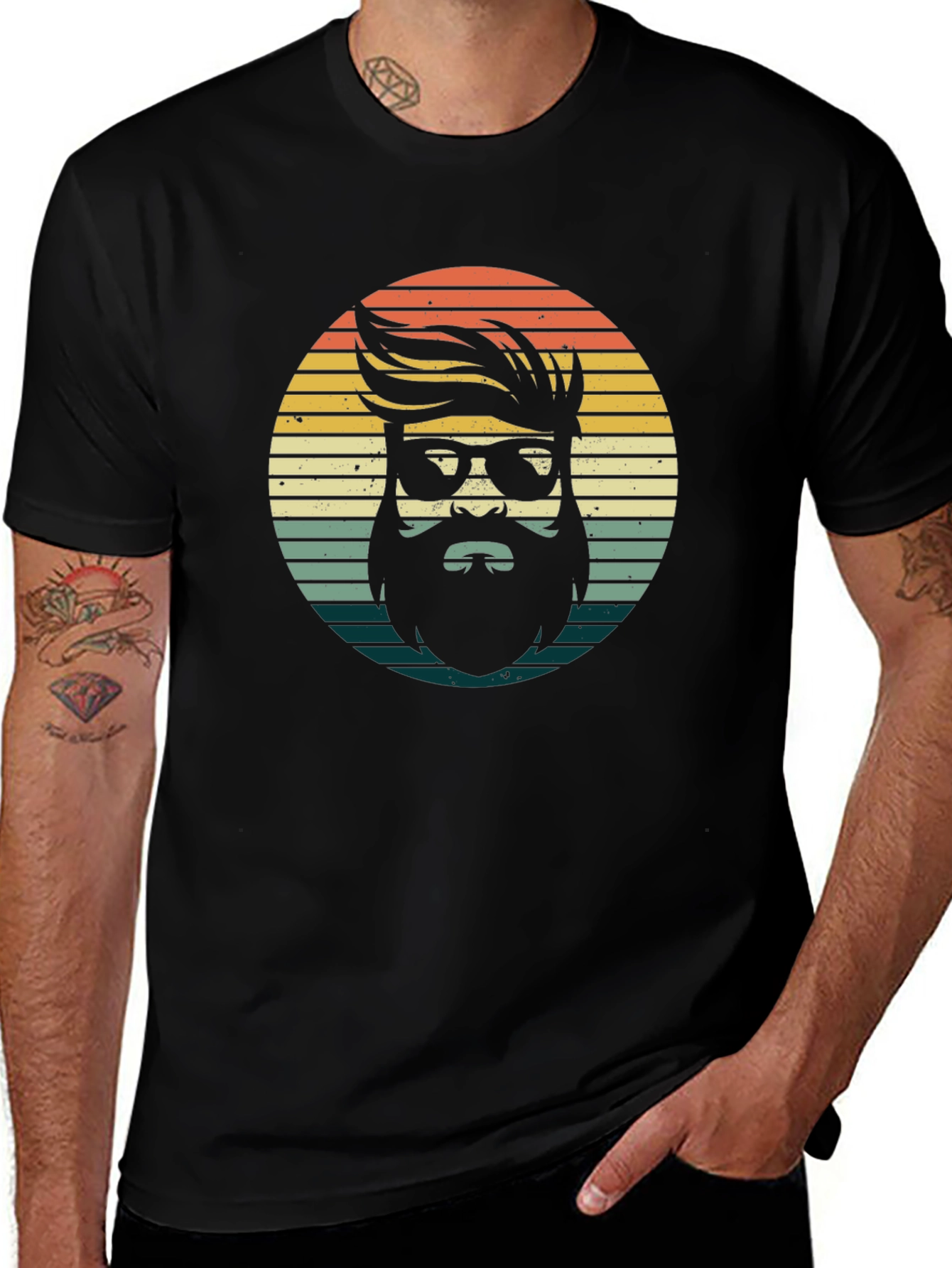 Variant 29 of Retro Bearded Man Graphic Tee - Stylish Casual Wear