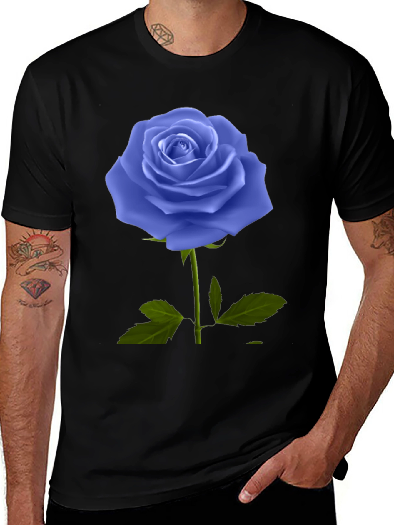 Variant 14 of Blue Rose Graphic Tee - Unique Floral Design