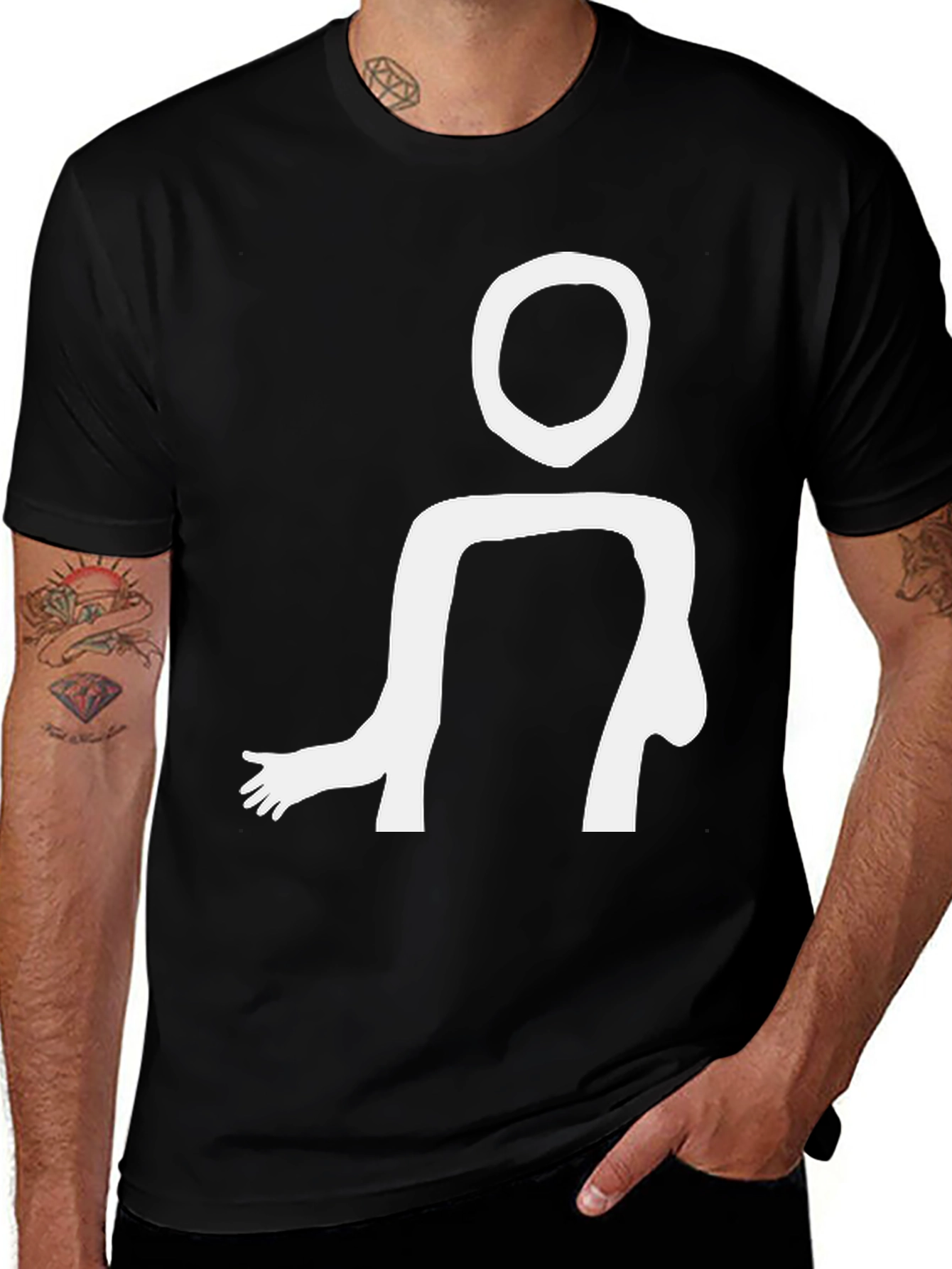 Variant 20 of Abstract Figure Graphic Tee - Black Cotton T-Shirt