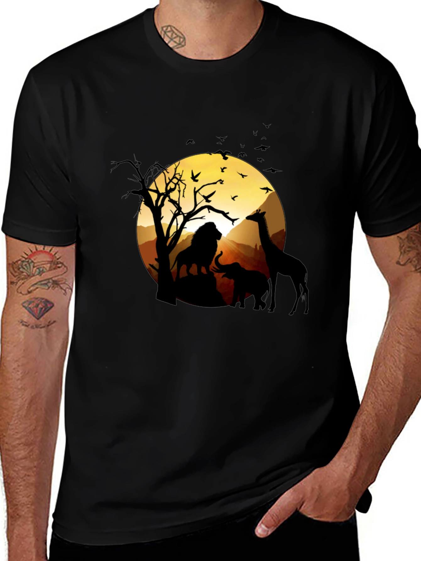Variant 26 of African Safari T-Shirt - Lion, Elephant, Giraffe