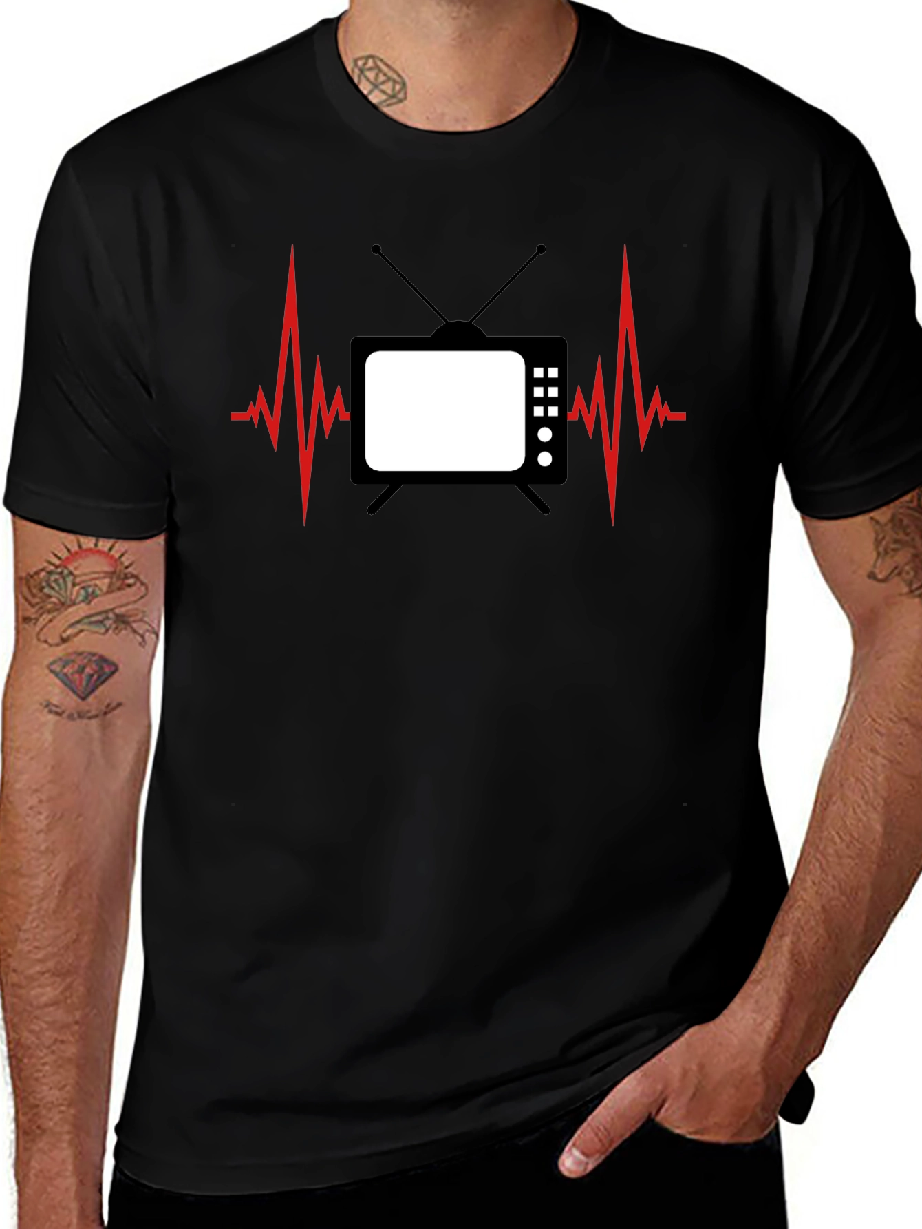 Variant 16 of TV Heartbeat Graphic Tee - Black