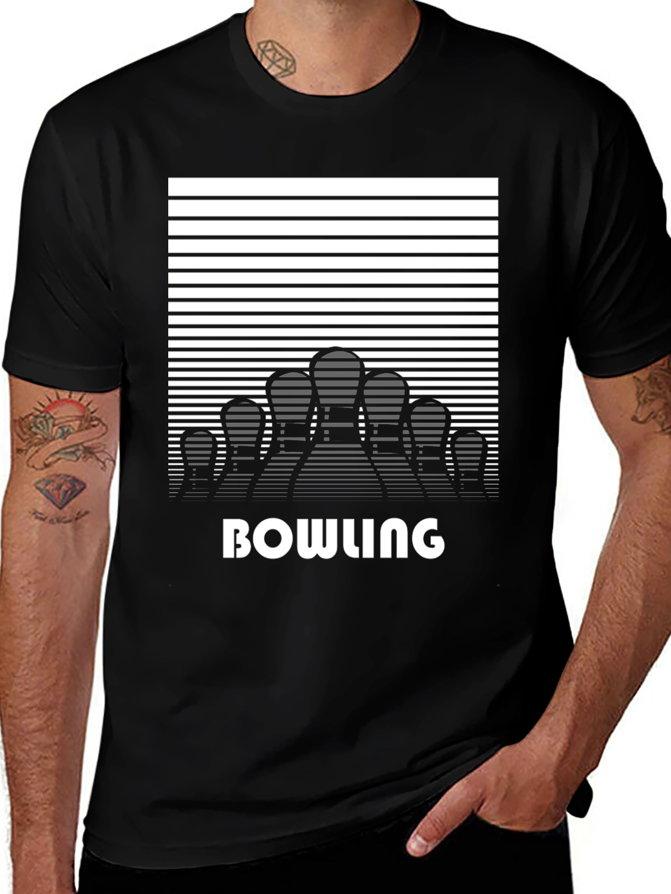Variant 29 of Bowling Pins Graphic Tee - Strike Style!