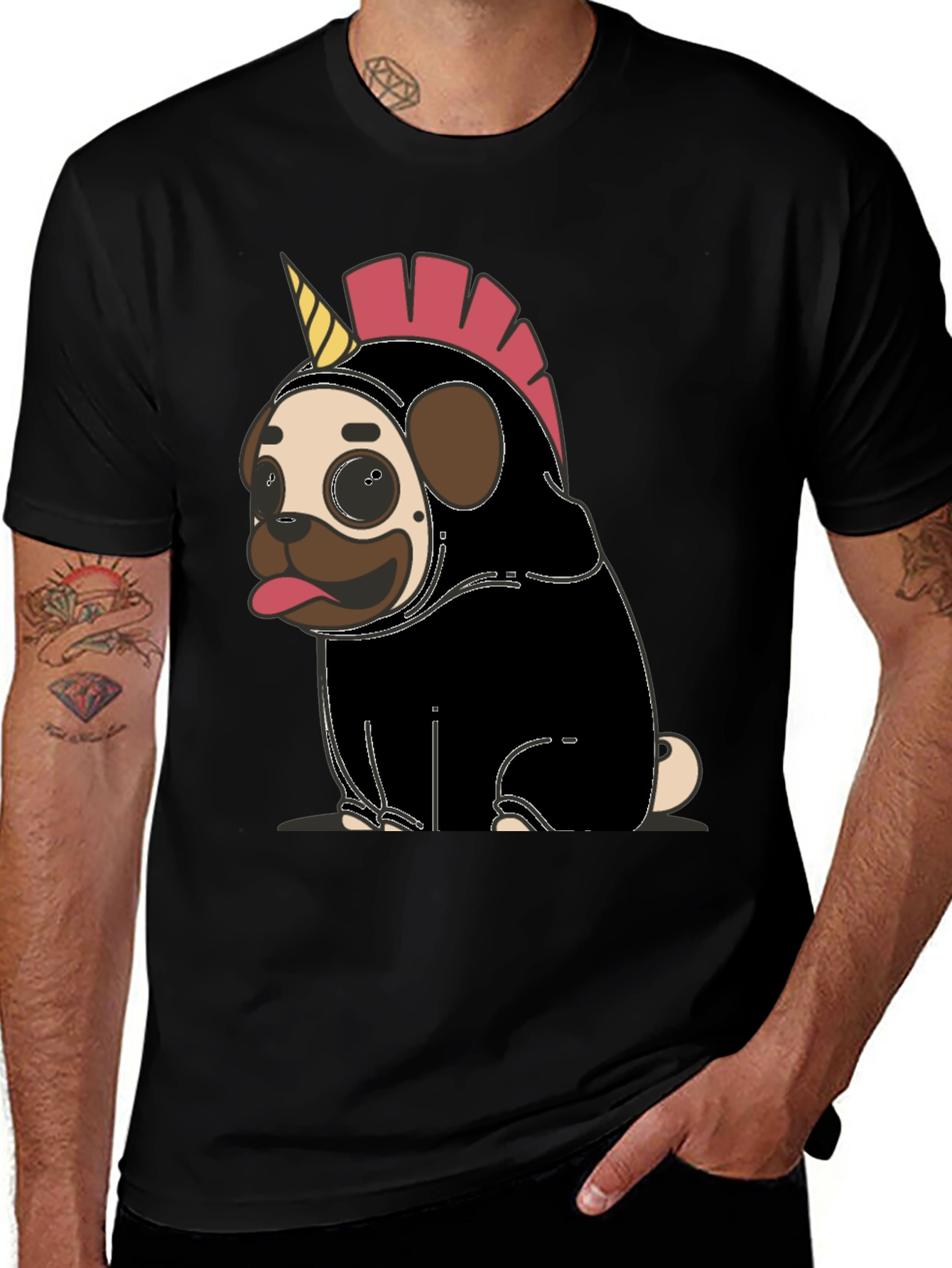 Variant 10 of Unicorn Pug Graphic Tee - Fun Novelty Shirt