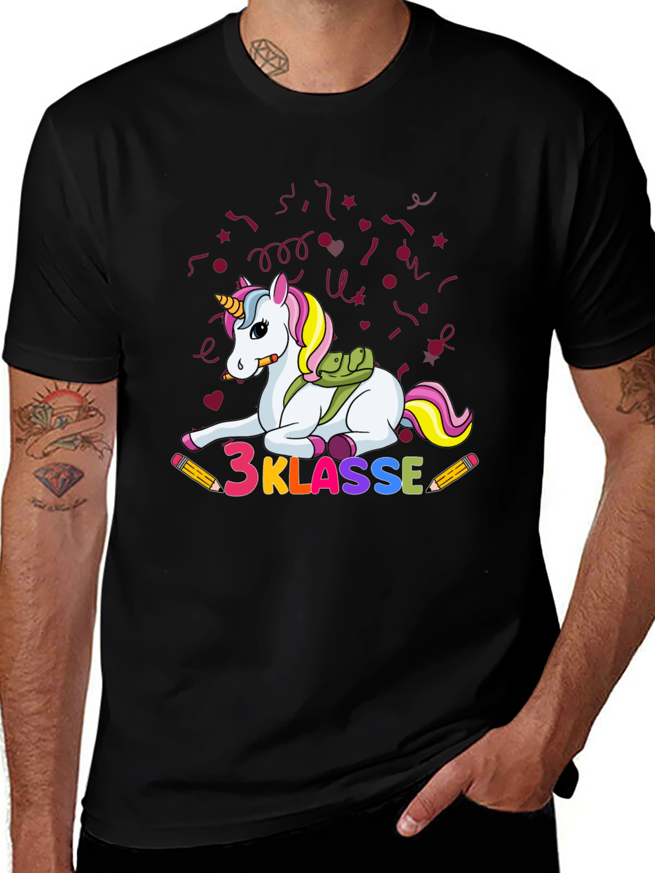 Black Cute Unicorn 3 Klasse T-Shirt main image