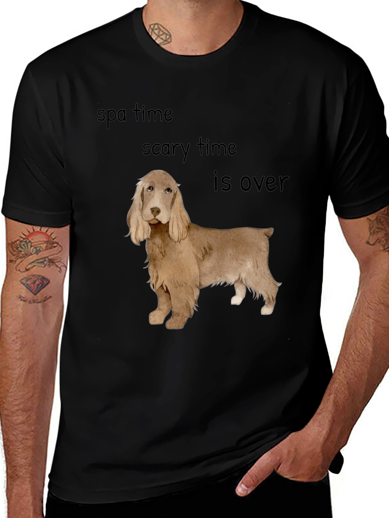 Cocker Spaniel T-Shirt: Spa Time & Scary Time Over